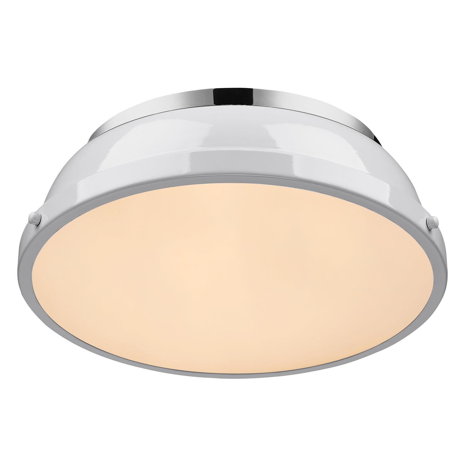 Yep by Golden Lighting Duncan 2-light Flush Mount in Chrome and White shade - - Golden Lighting