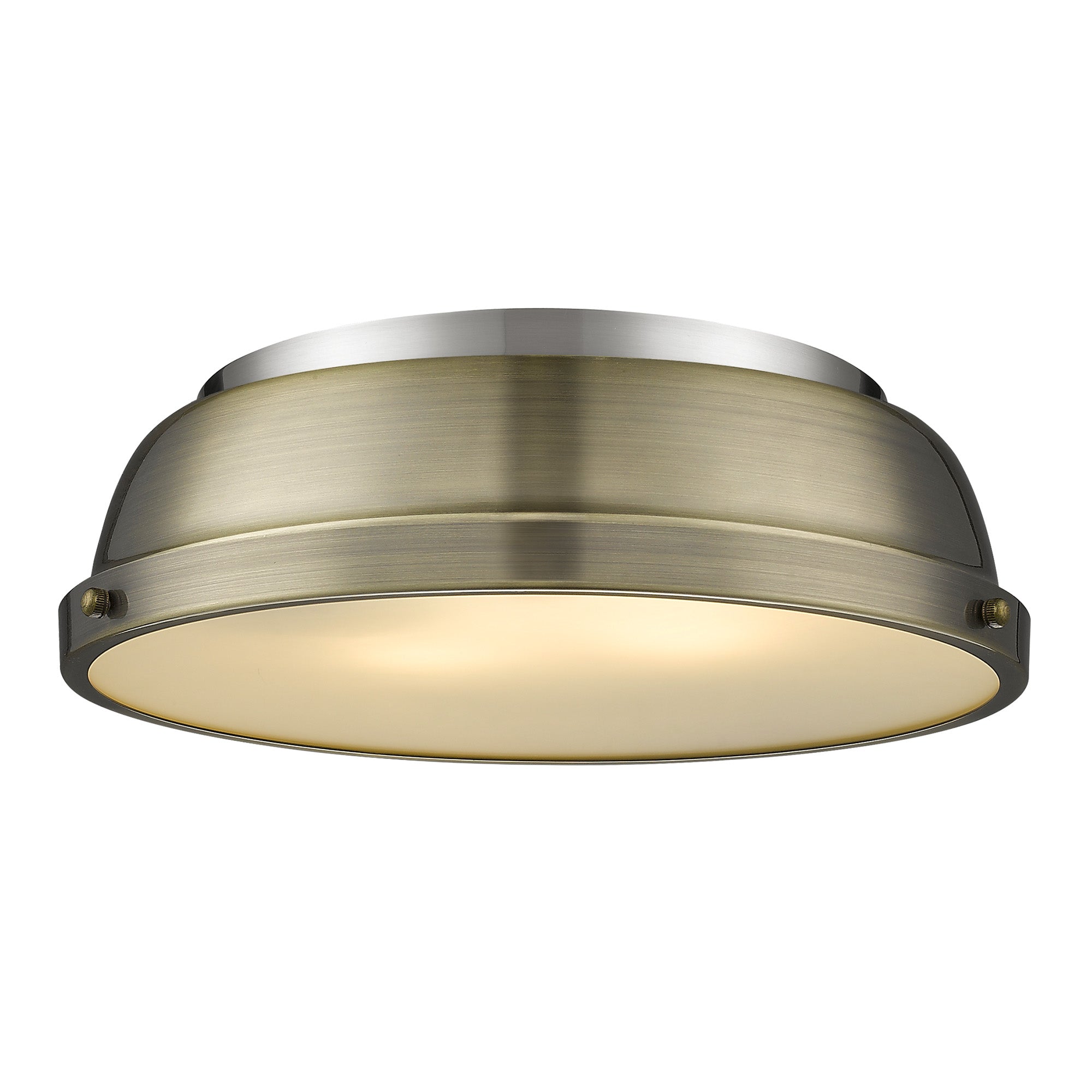 Yep by Golden Lighting Duncan 2-light Flush Mount in Pewter and Aged Brass shade - - Golden Lighting