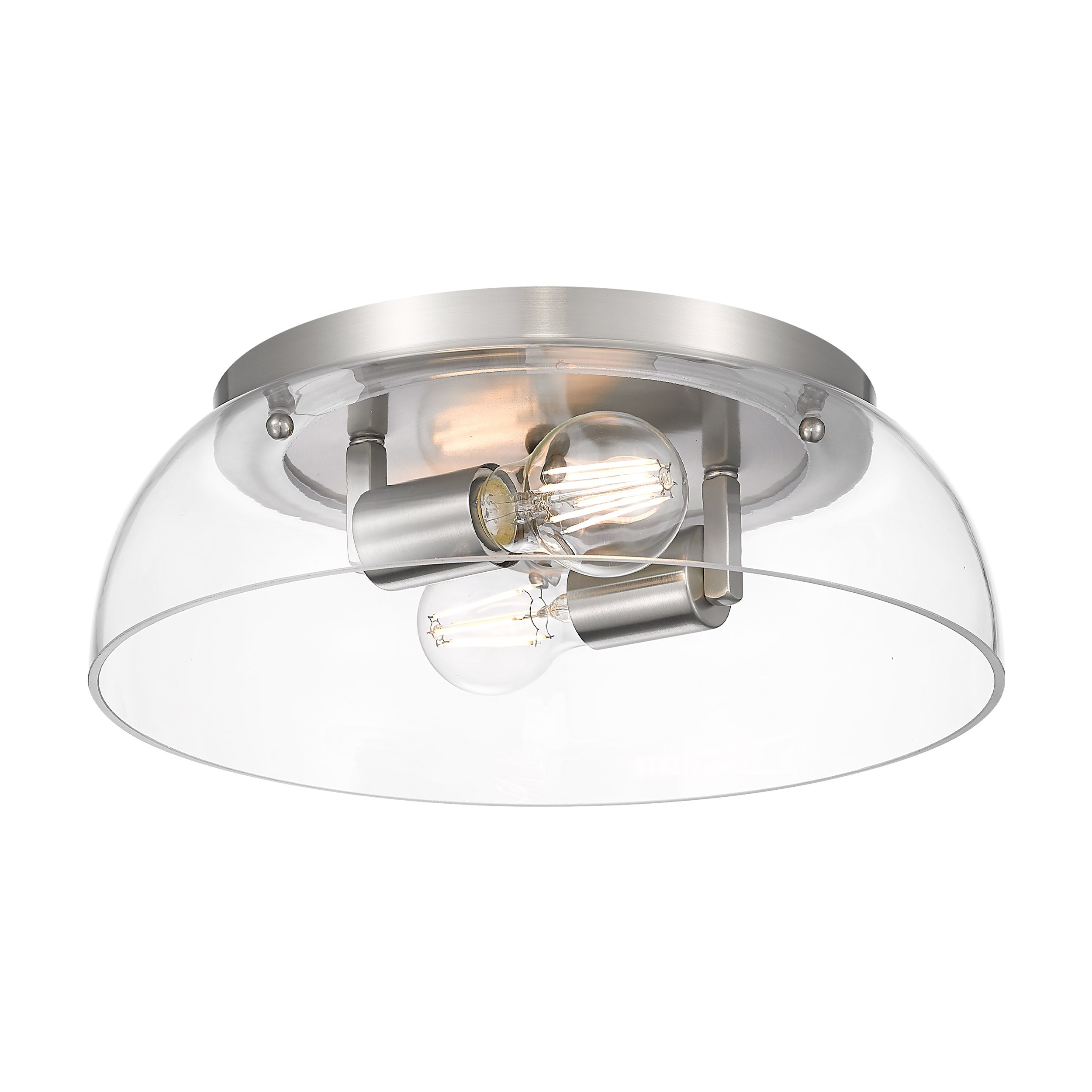 Yep by Golden Lighting Duncan 2-light Flush Mount in Pewter and Clear Glass - - Golden Lighting