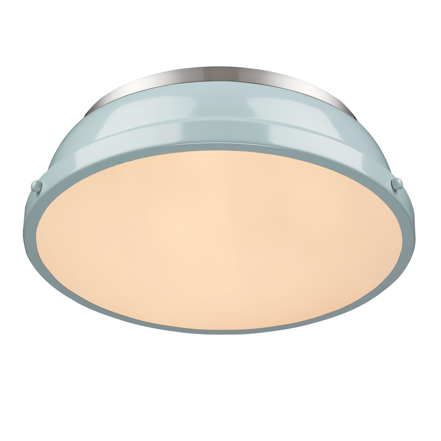 Yep by Golden Lighting Duncan 2-light Flush Mount in Pewter and Seafoam shade - - Golden Lighting
