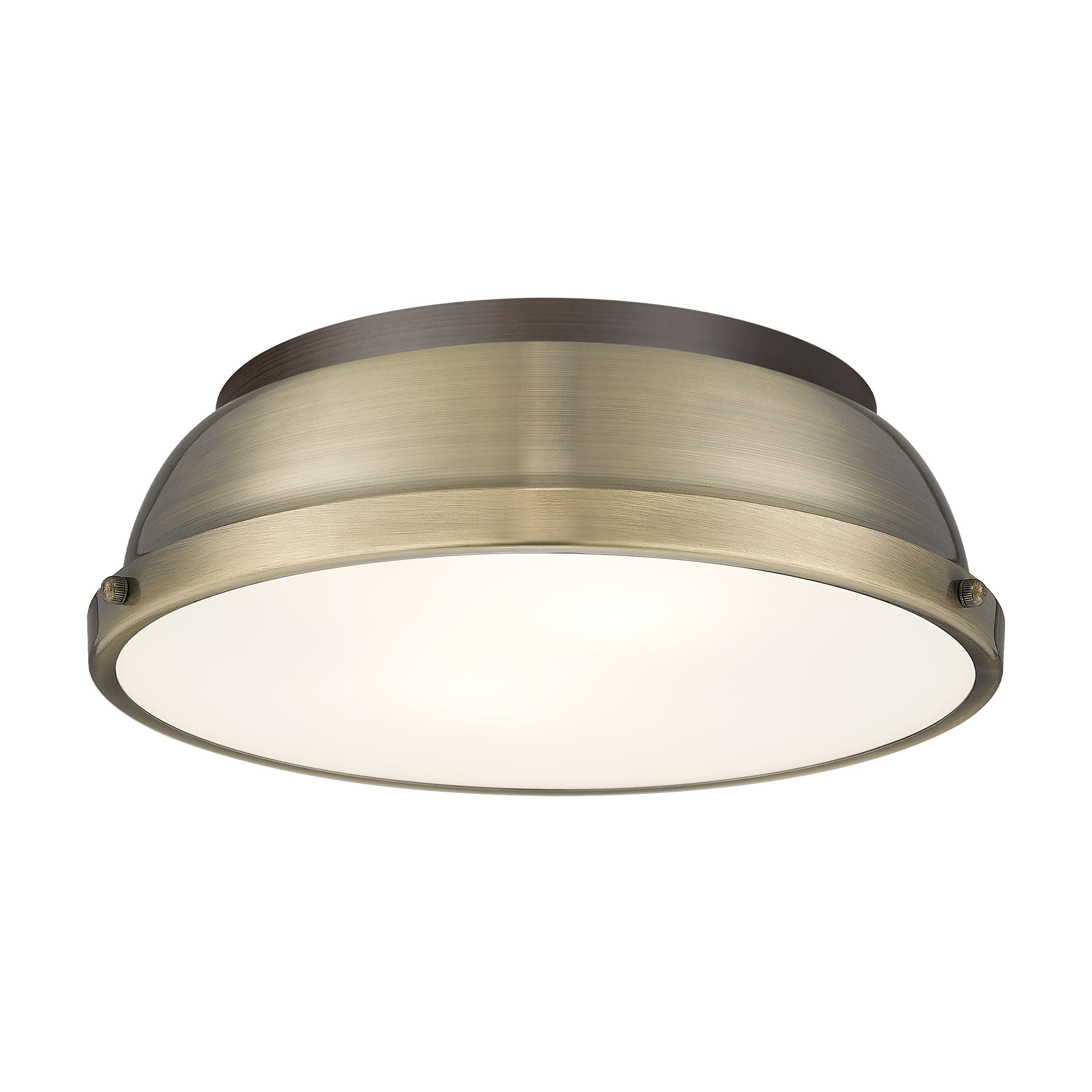 Yep by Golden Lighting Duncan 2-light Flush Mount in Rubbed Bronze and Aged Brass shade - - Golden Lighting