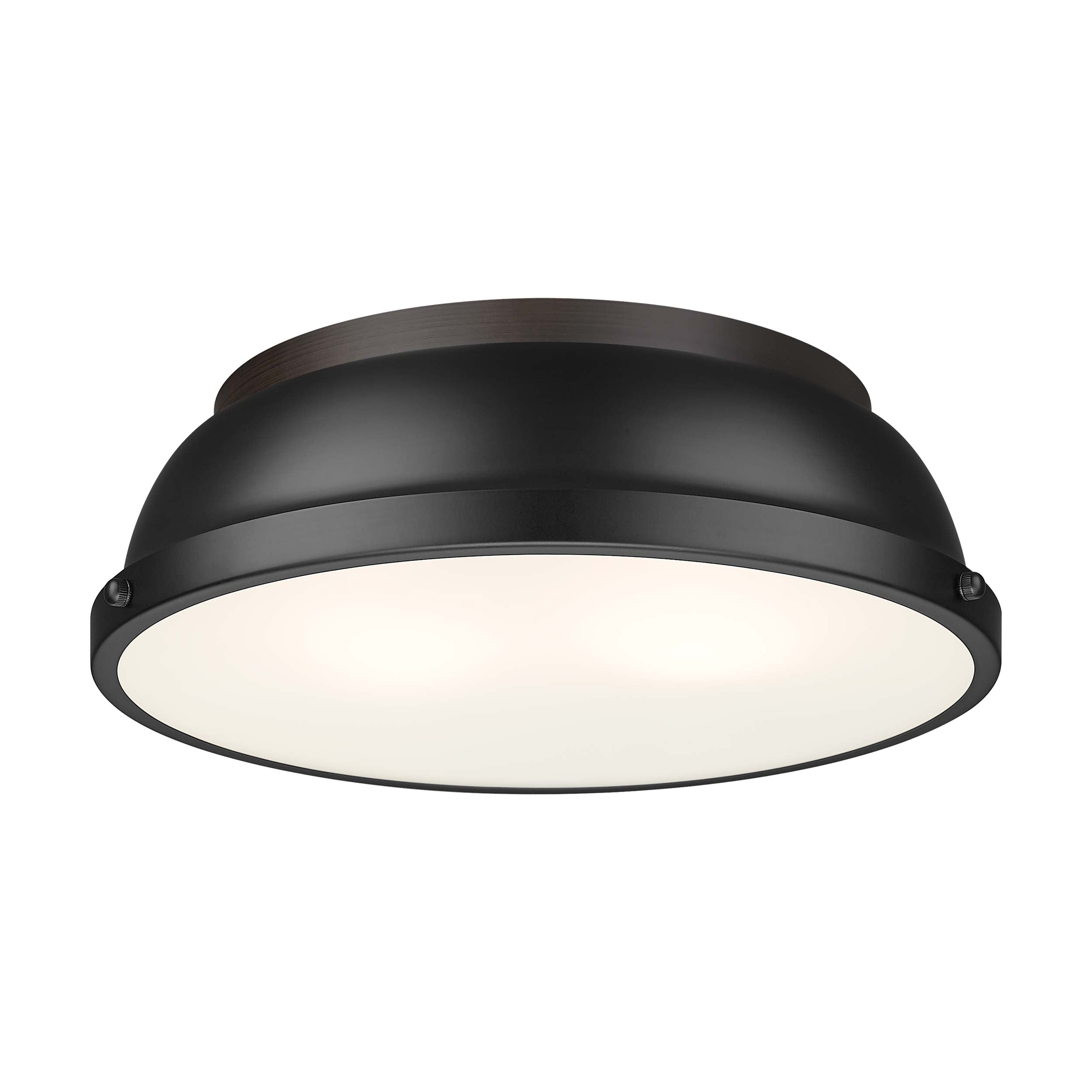 Yep by Golden Lighting Duncan 2-light Flush Mount in Rubbed Bronze and Matte Black shade - - Golden Lighting