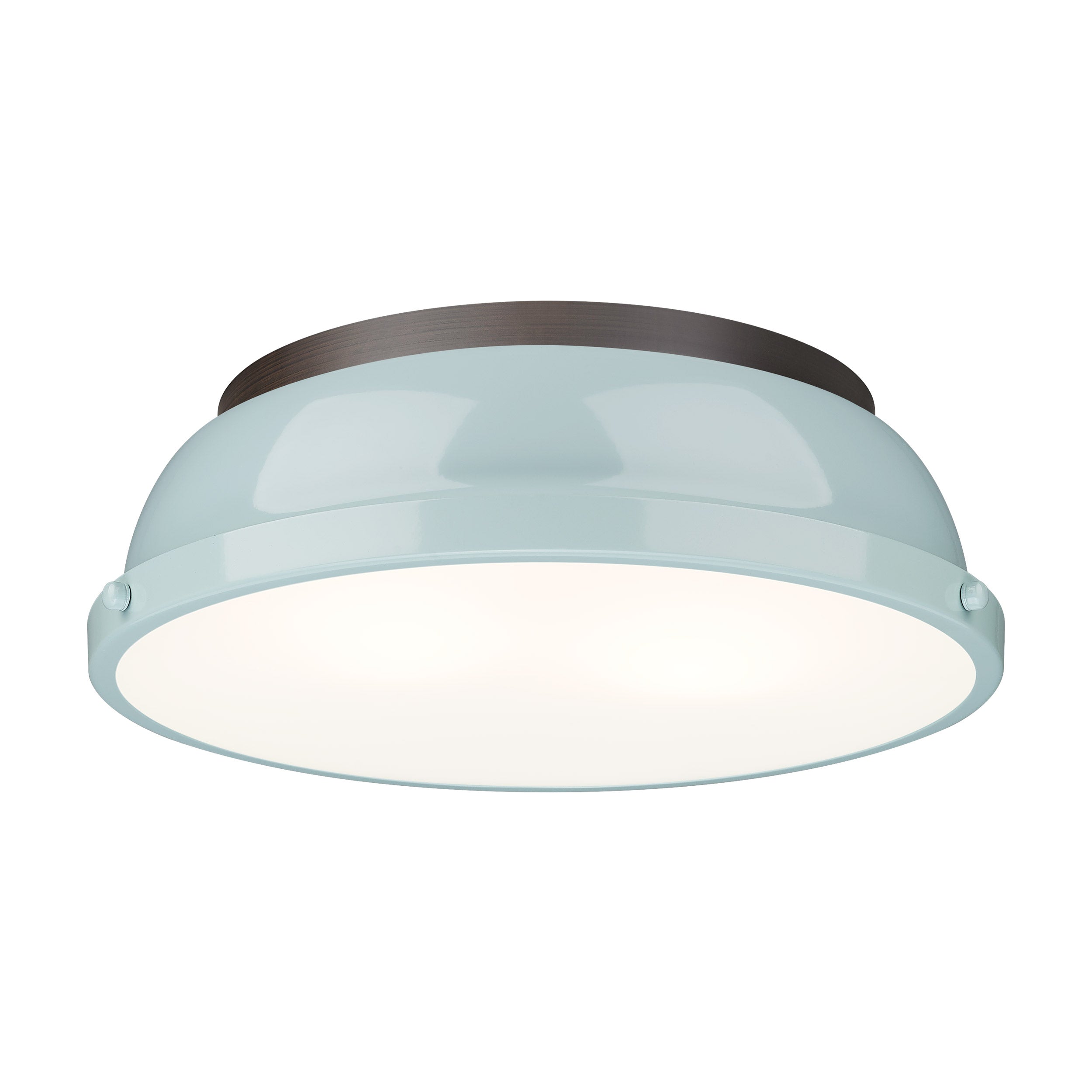 Yep by Golden Lighting Duncan 2-light Flush Mount in Rubbed Bronze and Seafoam shade - Default Title - Golden Lighting