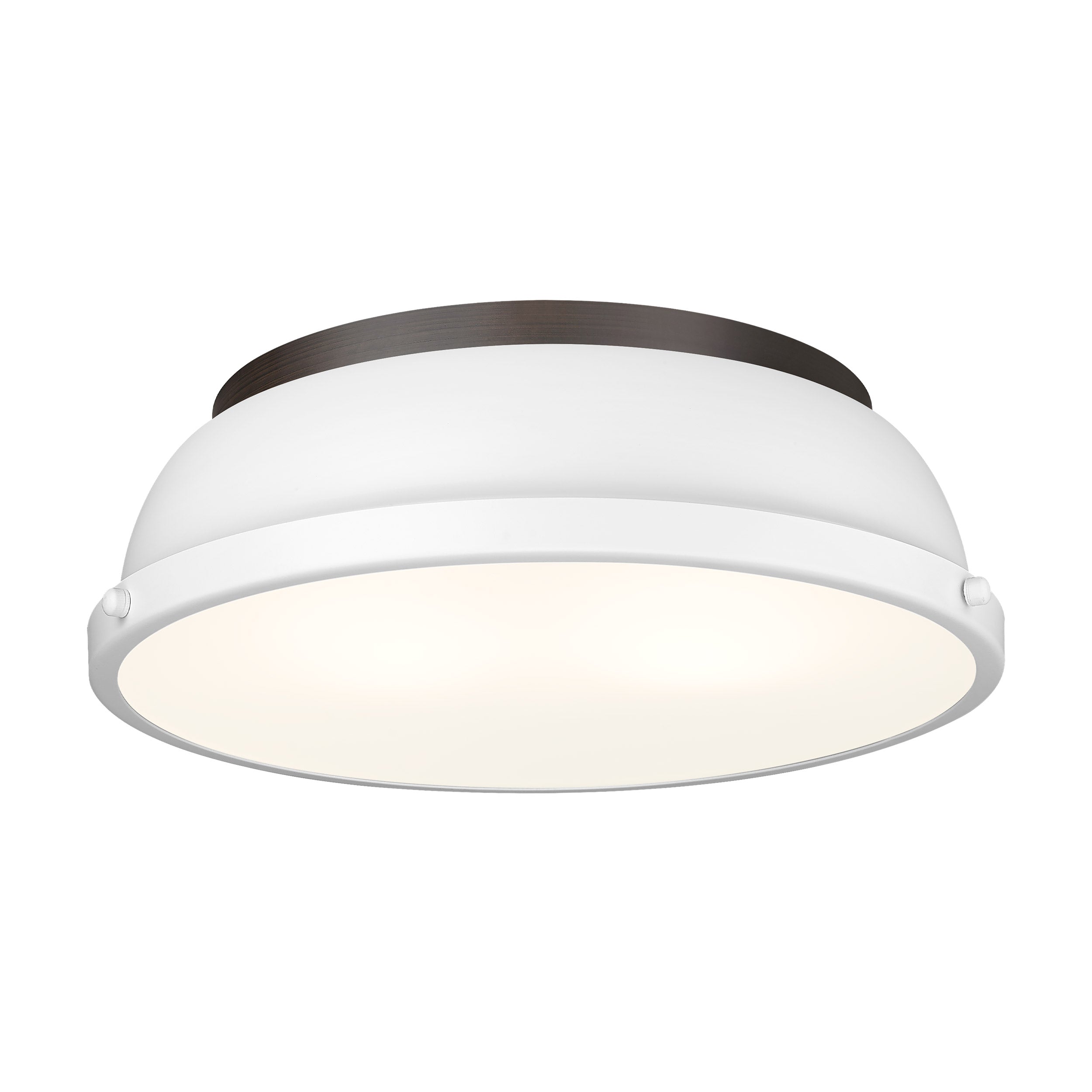 Yep by Golden Lighting Duncan 2-light Flush Mount in Rubbed Bronze and Matte White shade - - Golden Lighting