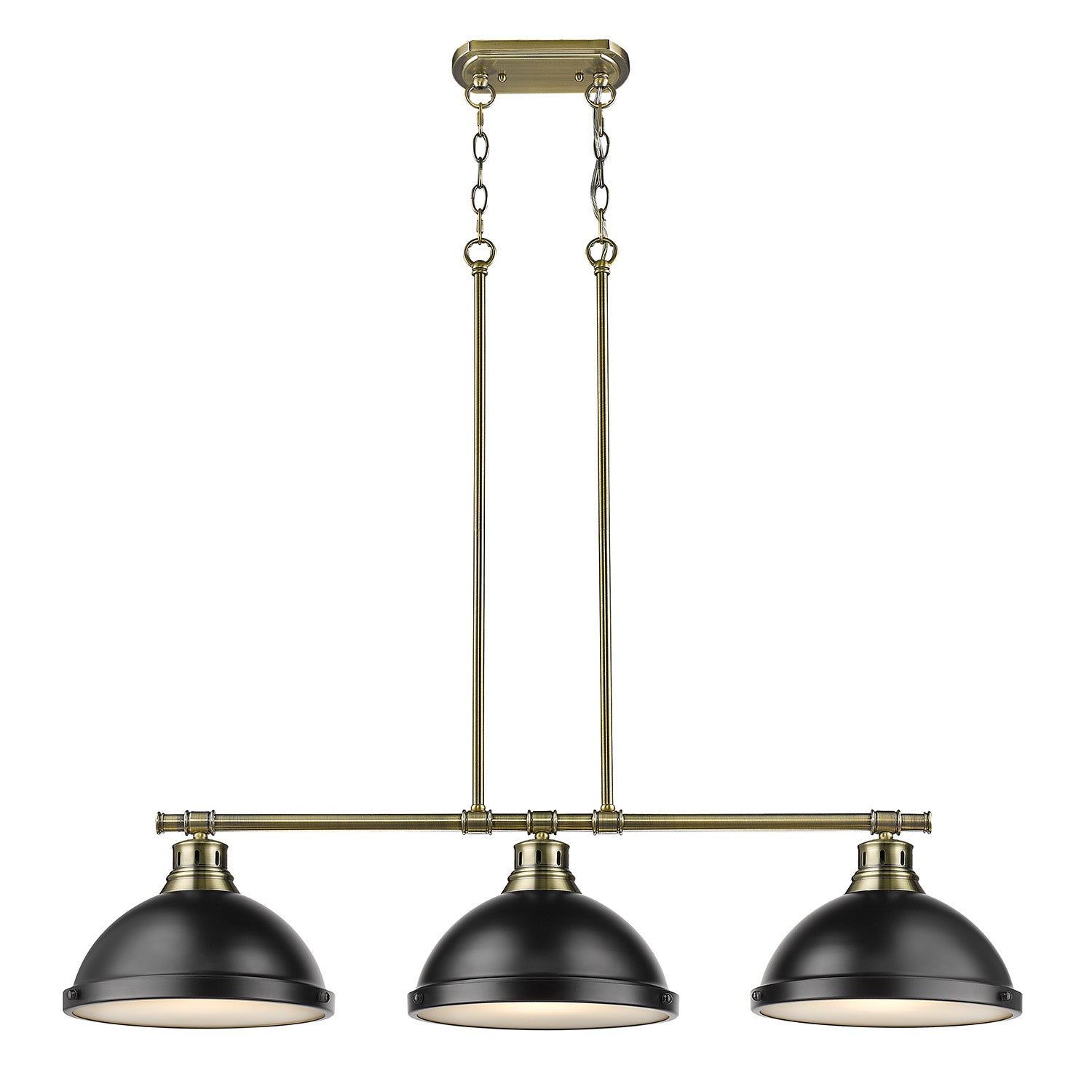 Yep by Golden Lighting Duncan 3-light Island Light in Aged Brass and Matte Black shade - - Golden Lighting