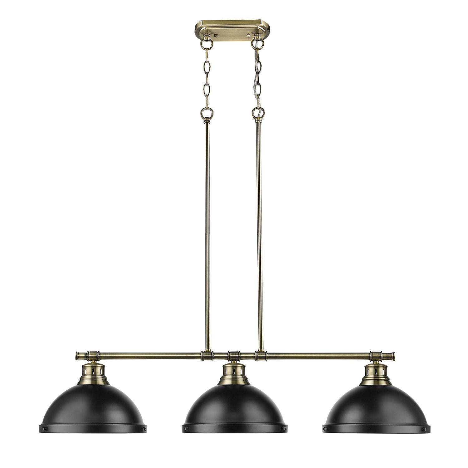 Yep by Golden Lighting Duncan 3-light Island Light in Aged Brass and Matte Black shade - - Golden Lighting