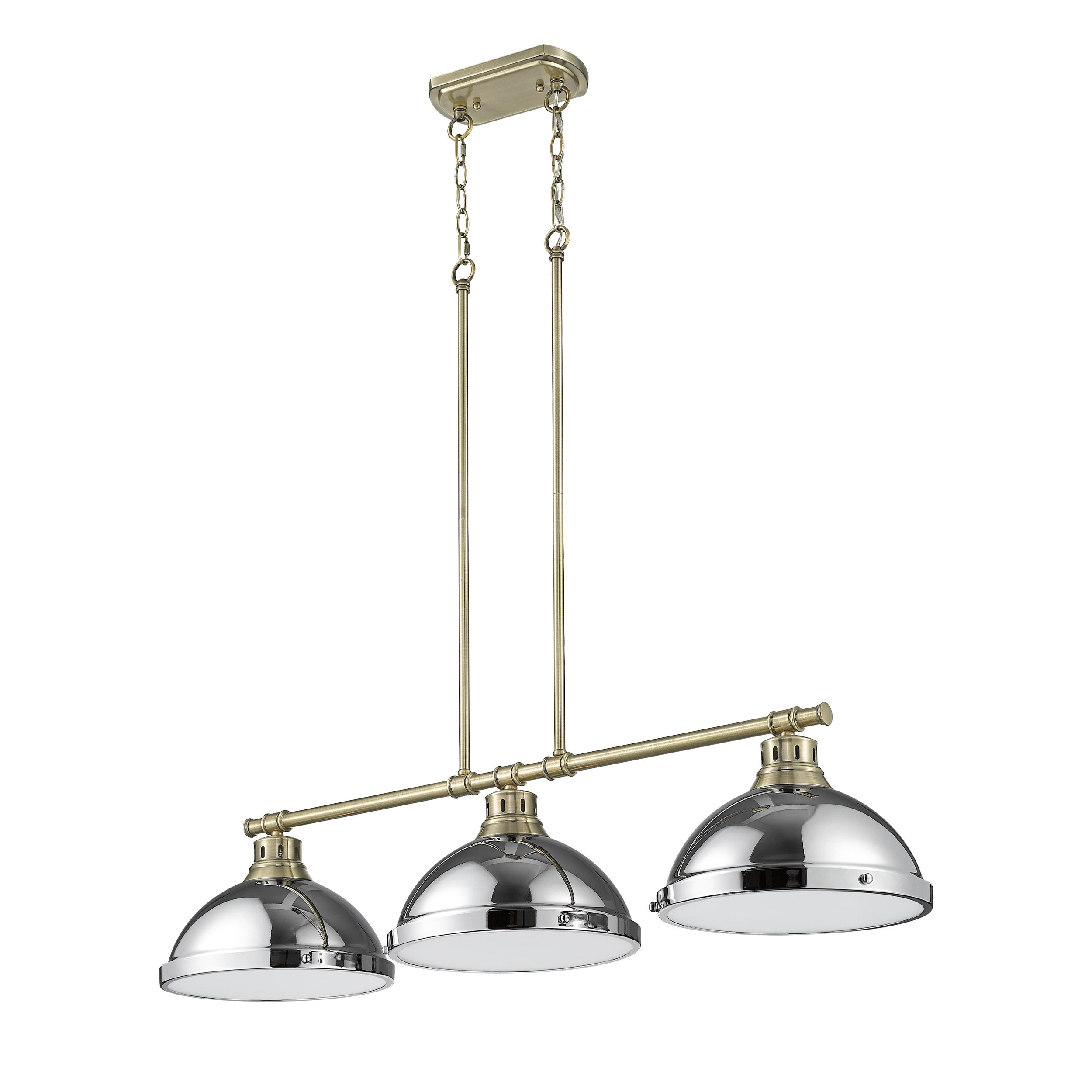 Yep by Golden Lighting Duncan 3-light Island Light in Aged Brass and Chrome shade - - Golden Lighting