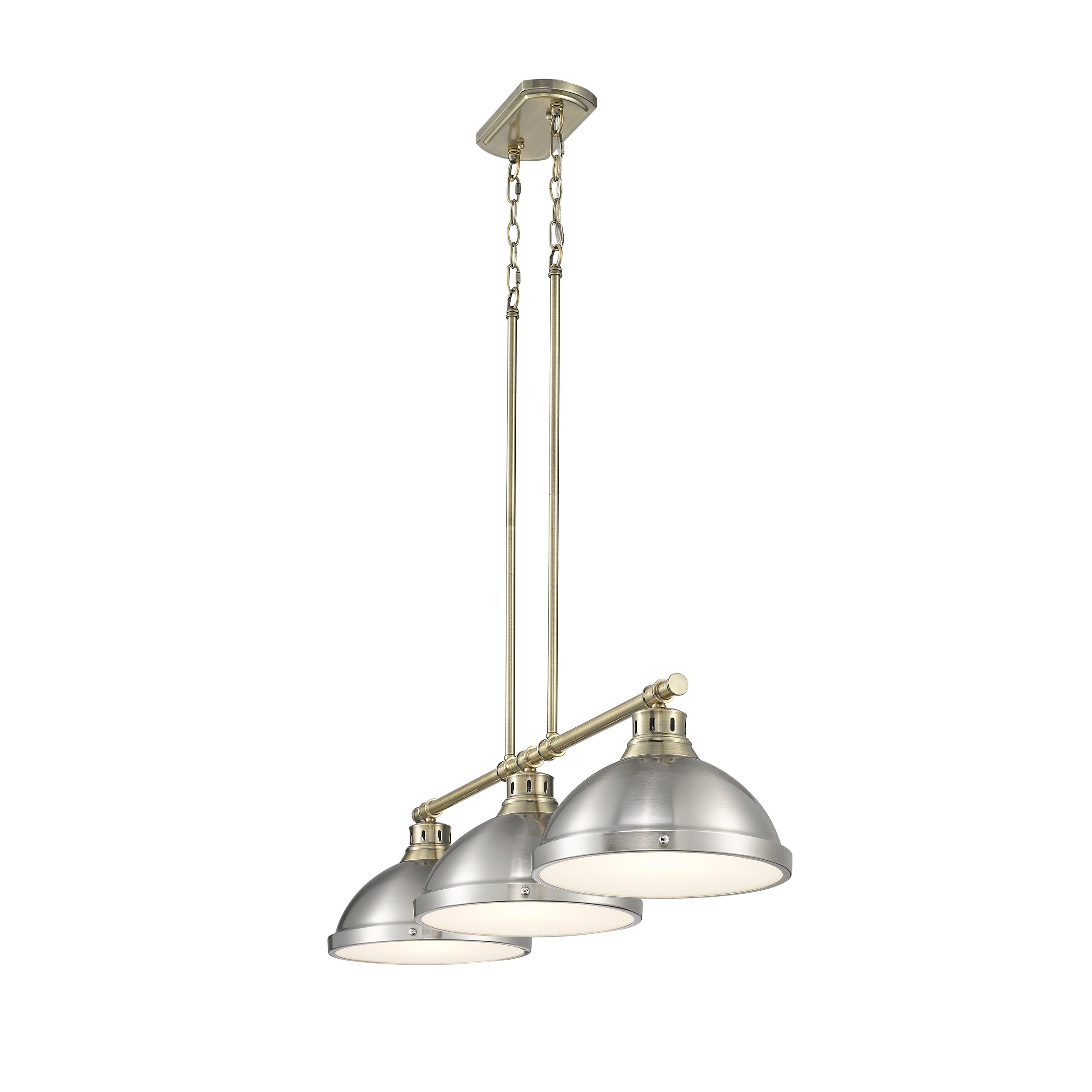 Yep by Golden Lighting Duncan 3-light Island Light in Aged Brass and Pewter shade - - Golden Lighting