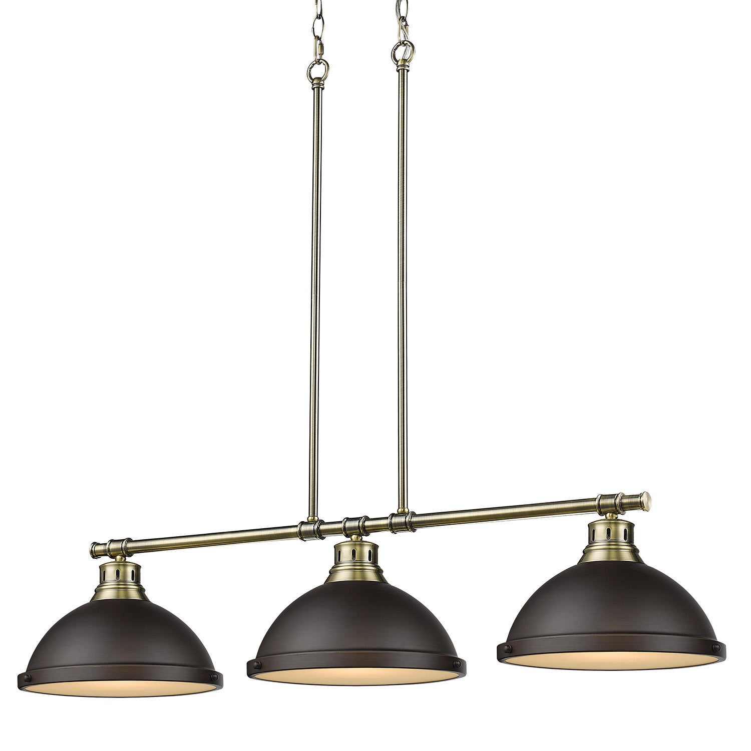 Yep by Golden Lighting Duncan 3-light Island Light in Aged Brass and Rubbed Bronze shade - - Golden Lighting