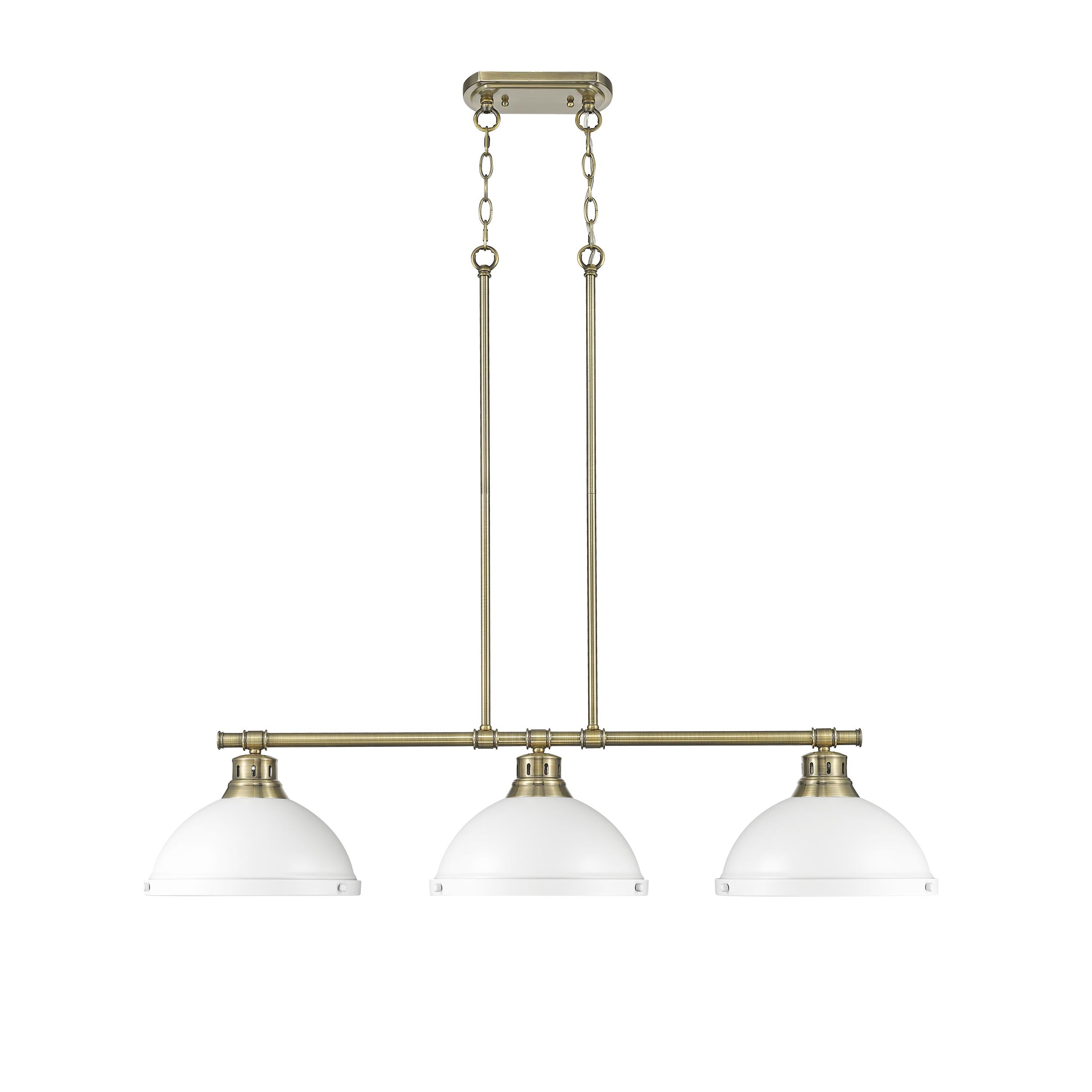Yep by Golden Lighting Duncan 3-light Island Light in Aged Brass and Matte White shade - - Golden Lighting