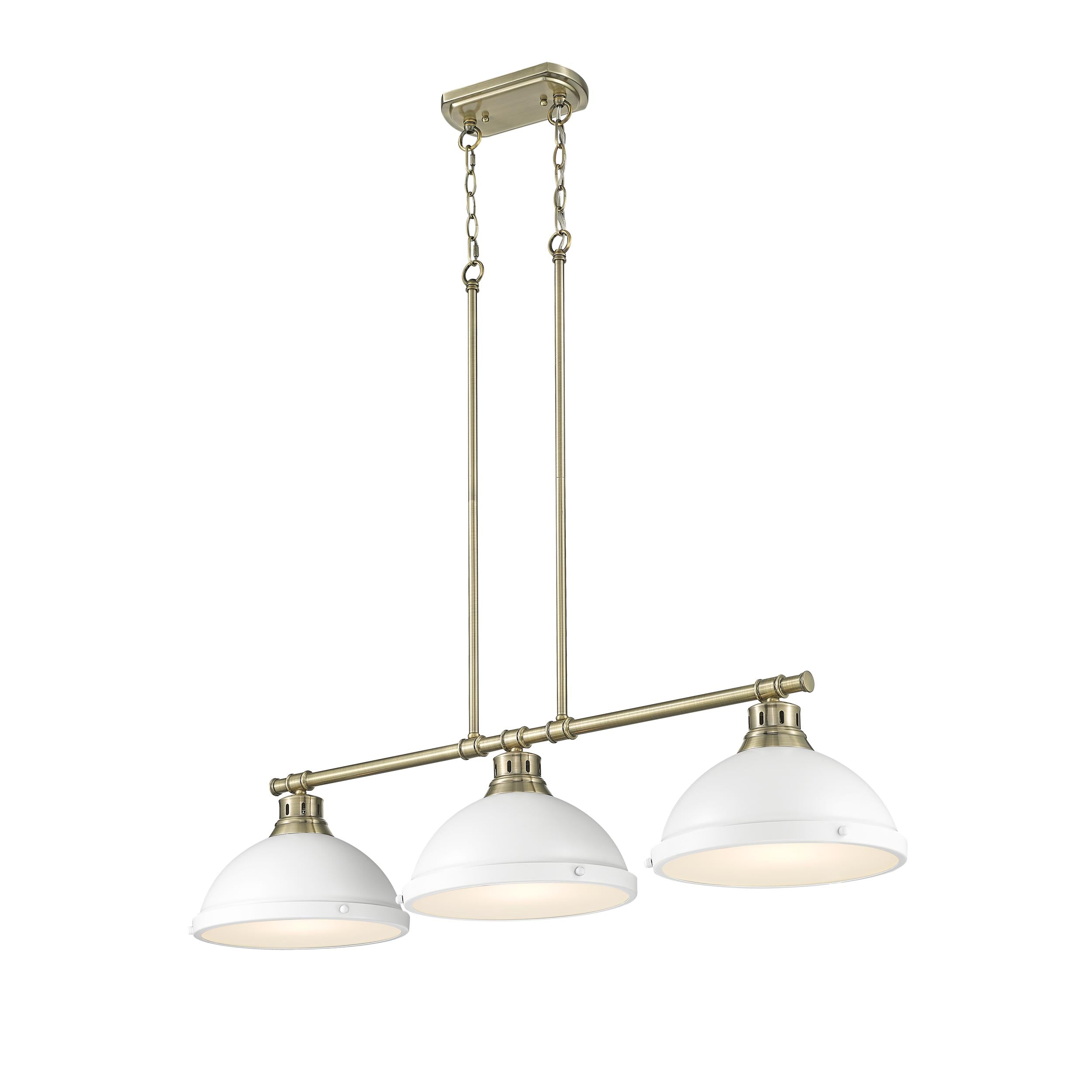 Yep by Golden Lighting Duncan 3-light Island Light in Aged Brass and Matte White shade - - Golden Lighting