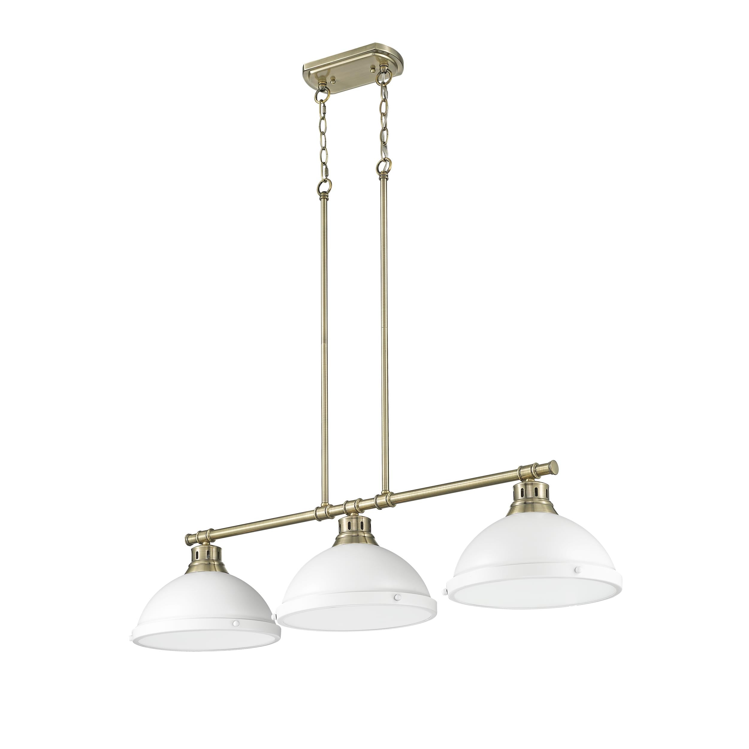 Yep by Golden Lighting Duncan 3-light Island Light in Aged Brass and Matte White shade - - Golden Lighting