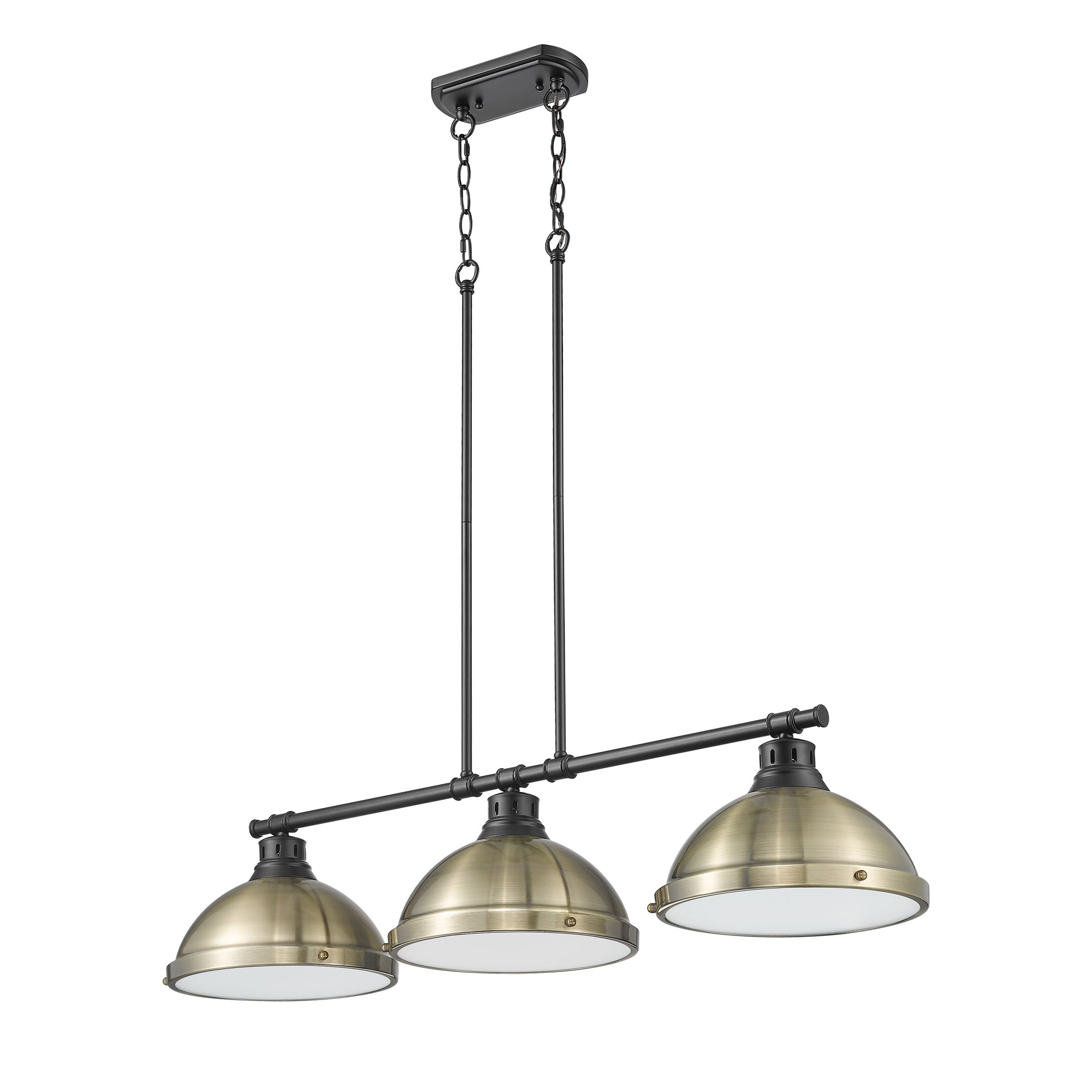 Yep by Golden Lighting Duncan 3-light Island Light in Matte Black and Aged Brass shade - - Golden Lighting