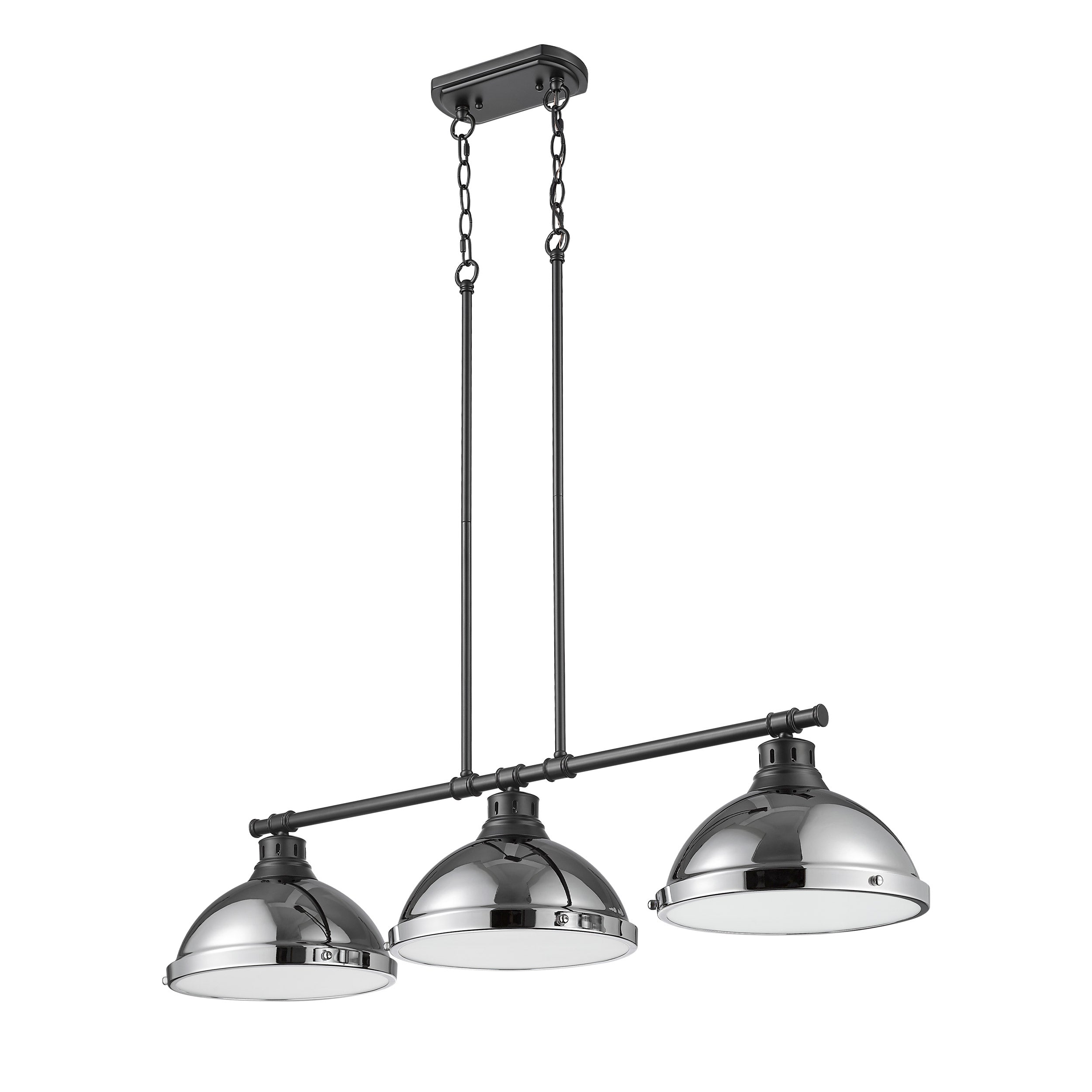 Yep by Golden Lighting Duncan 3-light Island Light in Matte Black and Chrome shade - - Golden Lighting