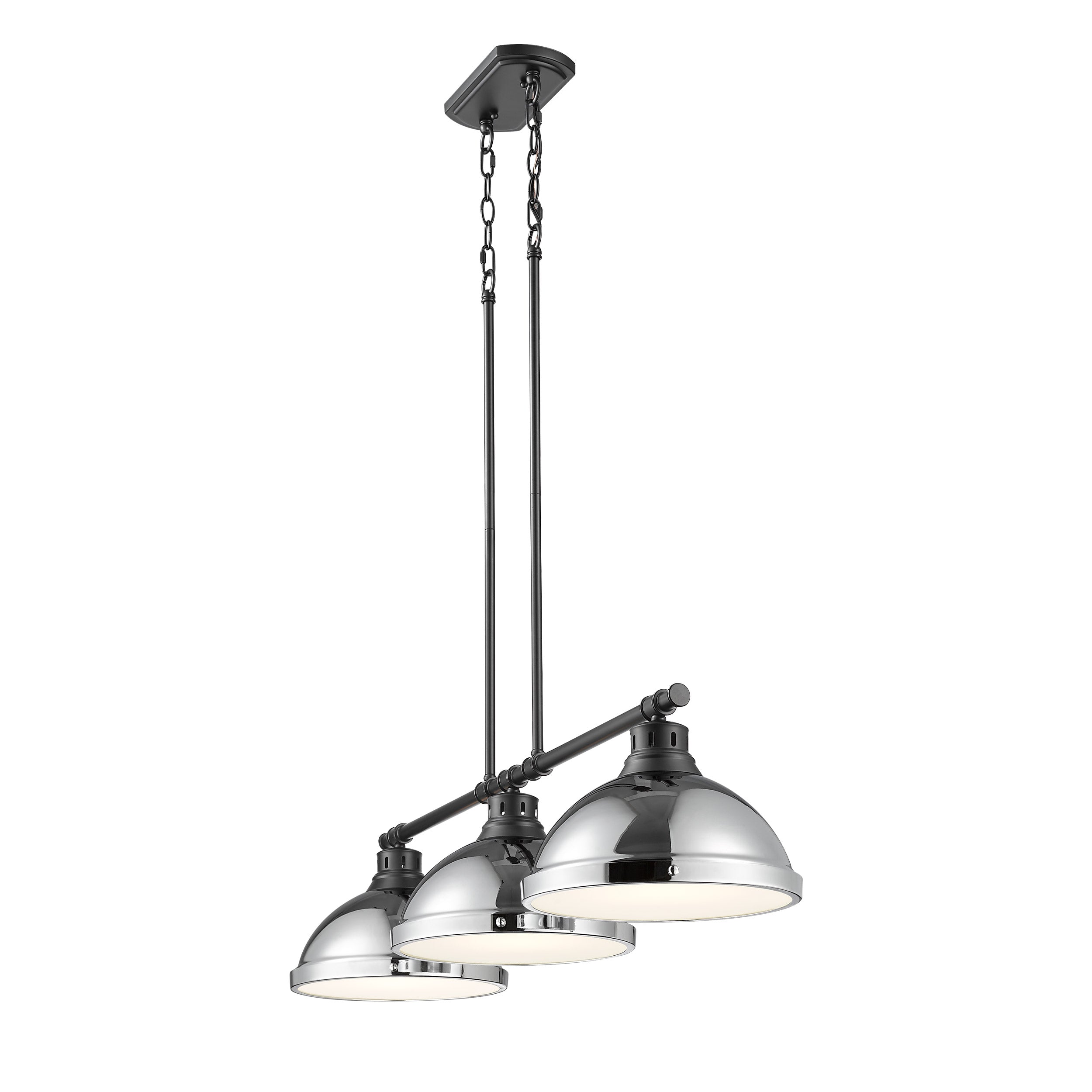 Yep by Golden Lighting Duncan 3-light Island Light in Matte Black and Chrome shade - - Golden Lighting