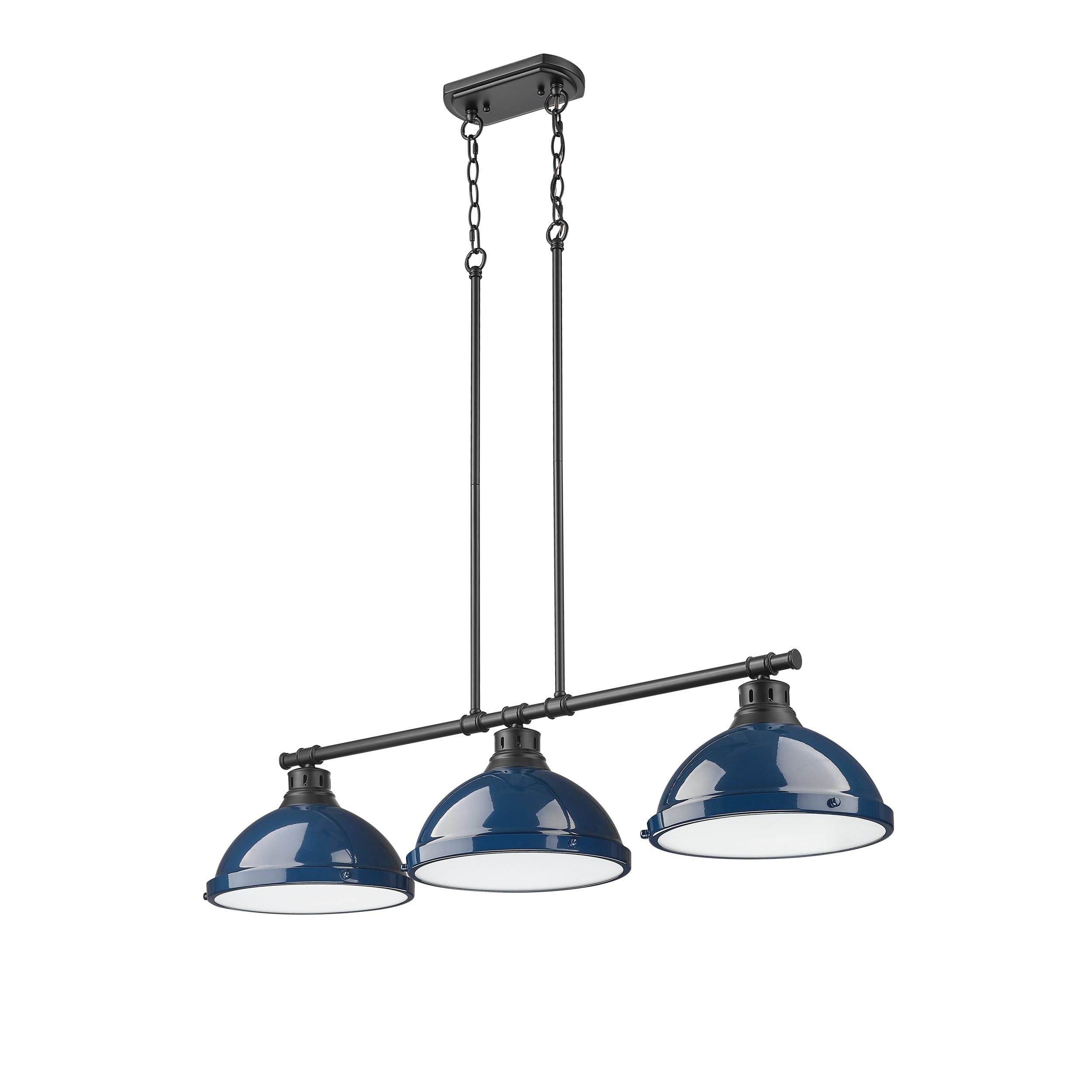 Yep by Golden Lighting Duncan 3-light Island Light in Matte Black and Navy Blue shade - - Golden Lighting