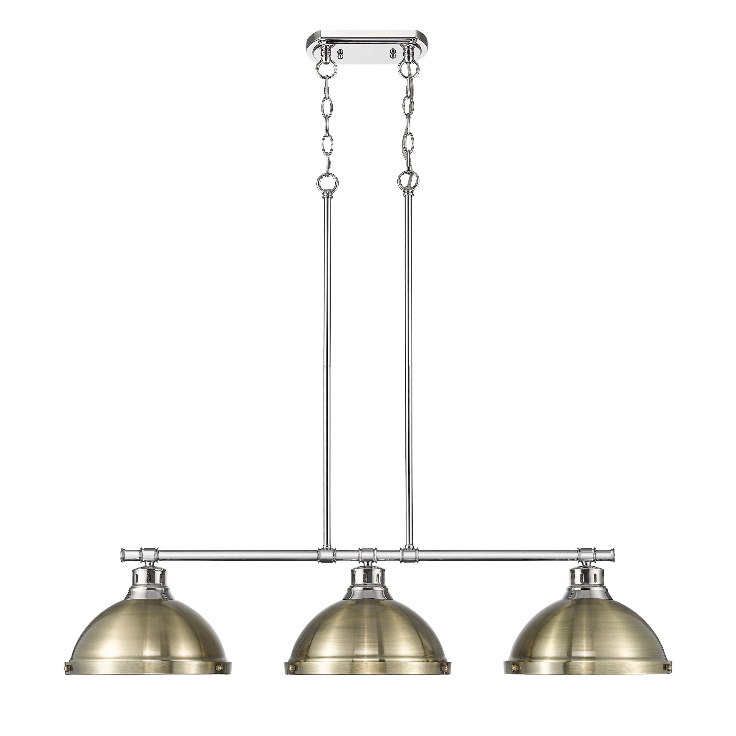 Yep by Golden Lighting Duncan 3-light Island Light in Chrome and Aged Brass shade - - Golden Lighting