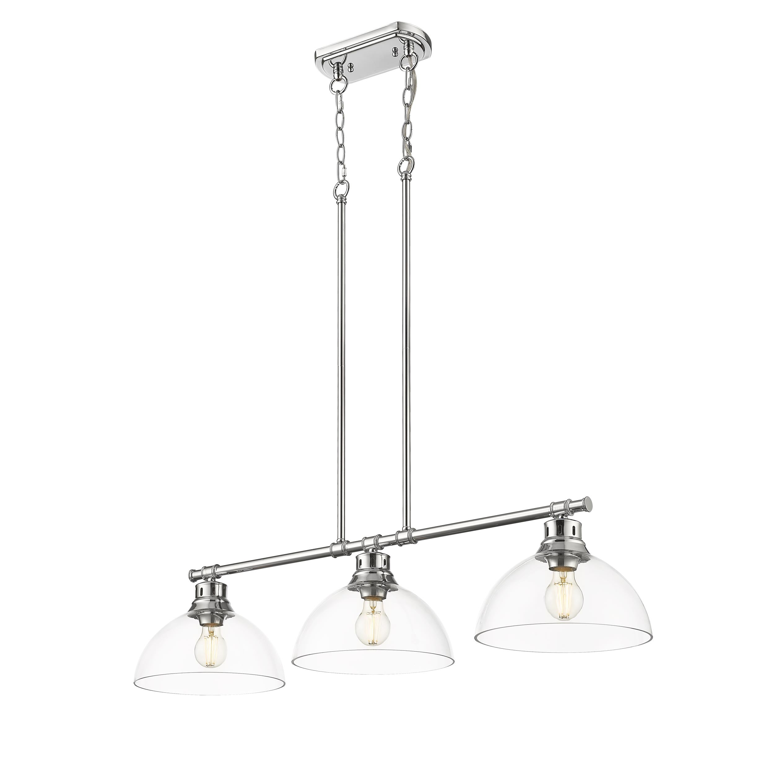 Yep by Golden Lighting Duncan 3-light Island Light in Chrome and Clear Glass - - Golden Lighting