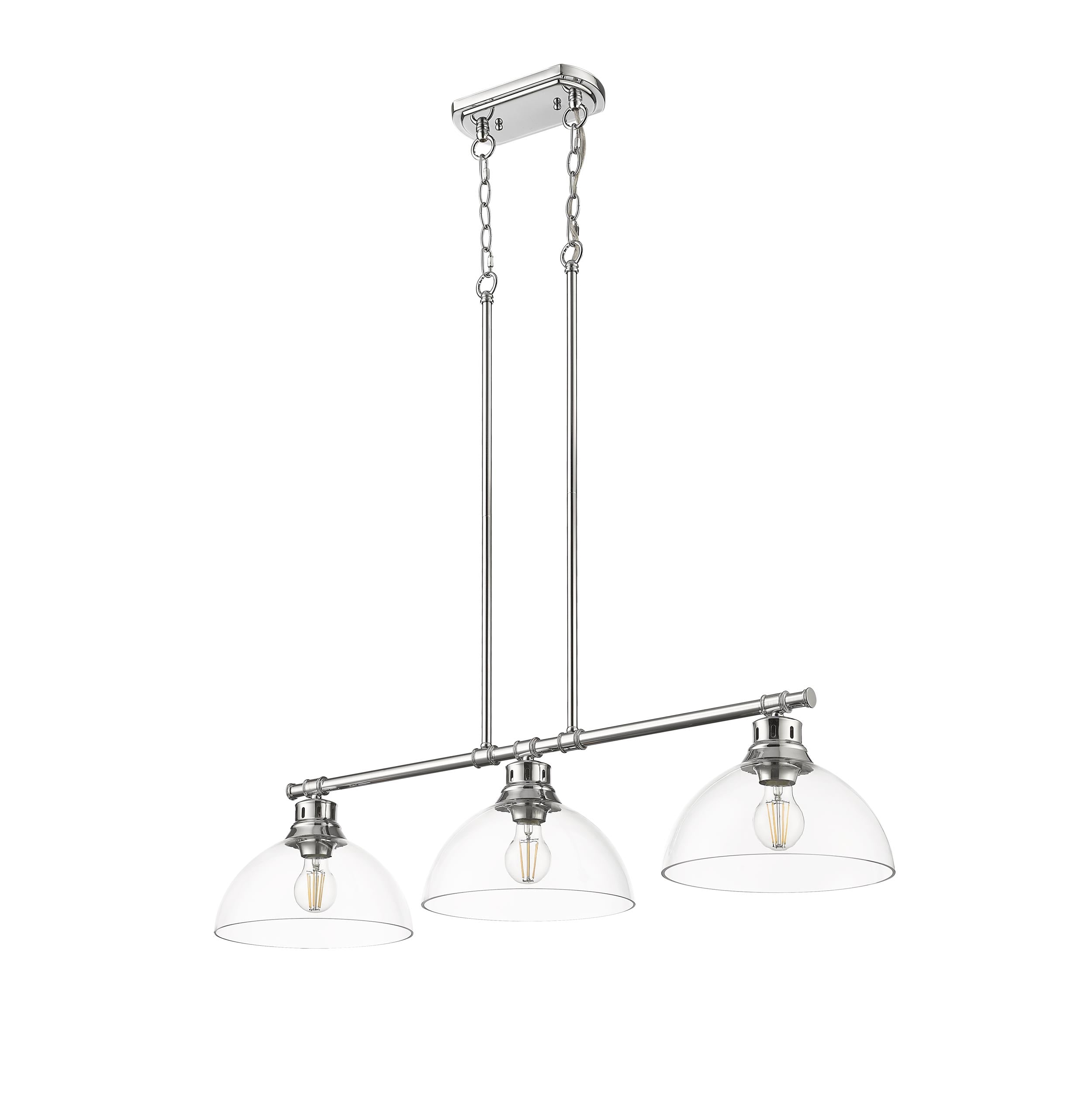 Yep by Golden Lighting Duncan 3-light Island Light in Chrome and Clear Glass - - Golden Lighting