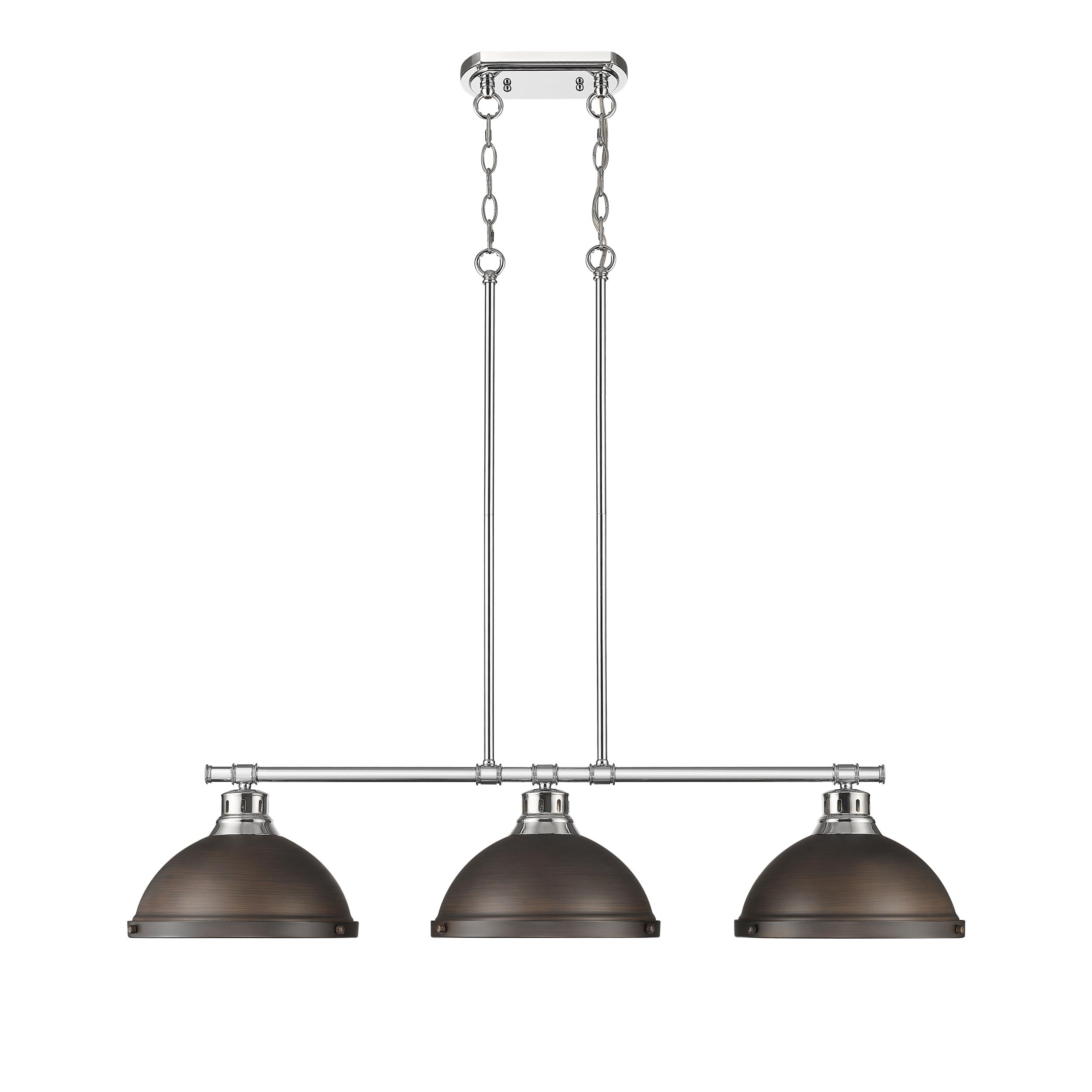 Yep by Golden Lighting Duncan 3-light Island Light in Chrome and Rubbed Bronze shade - - Golden Lighting