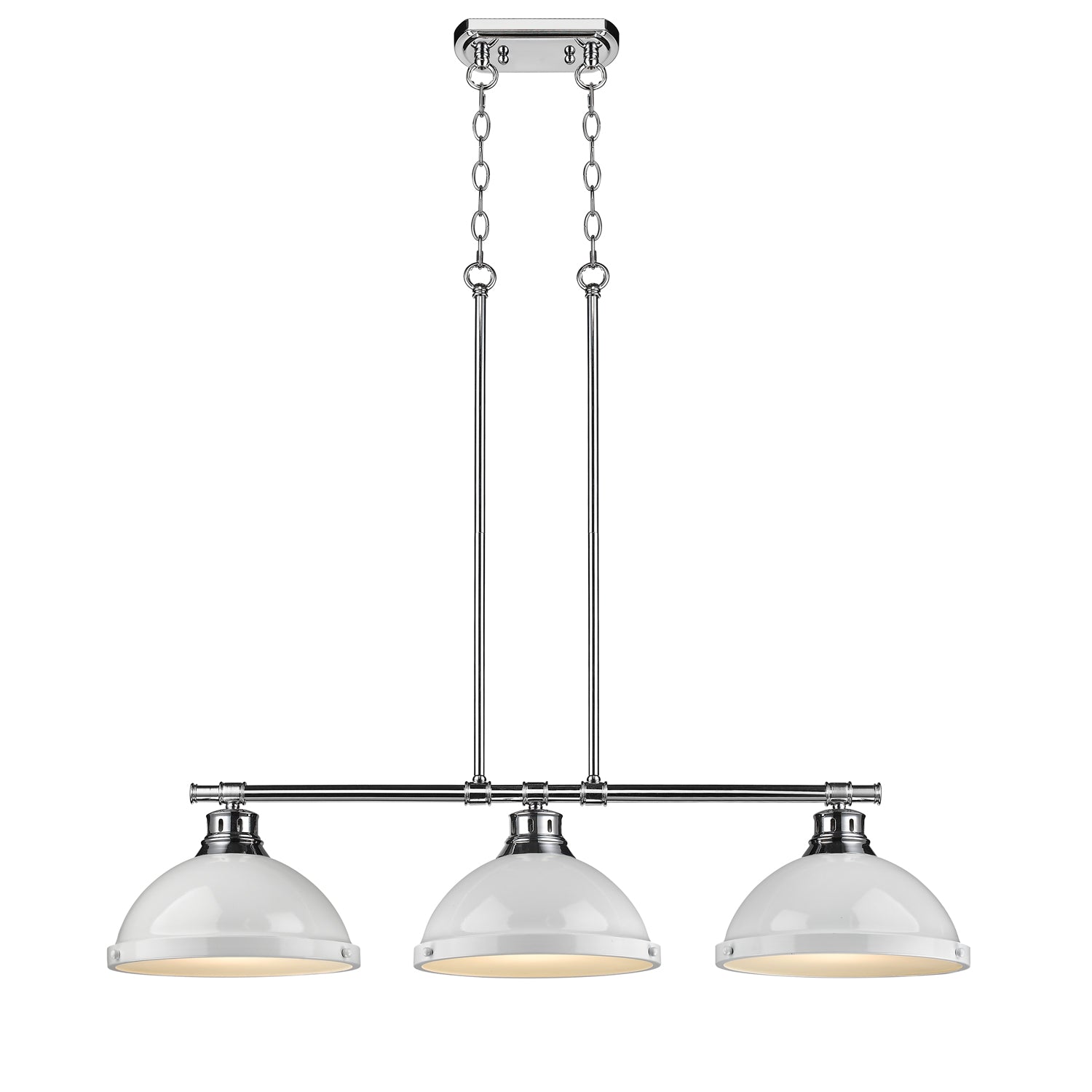Yep by Golden Lighting Duncan 3-light Island Light in Chrome and White shade - - Golden Lighting