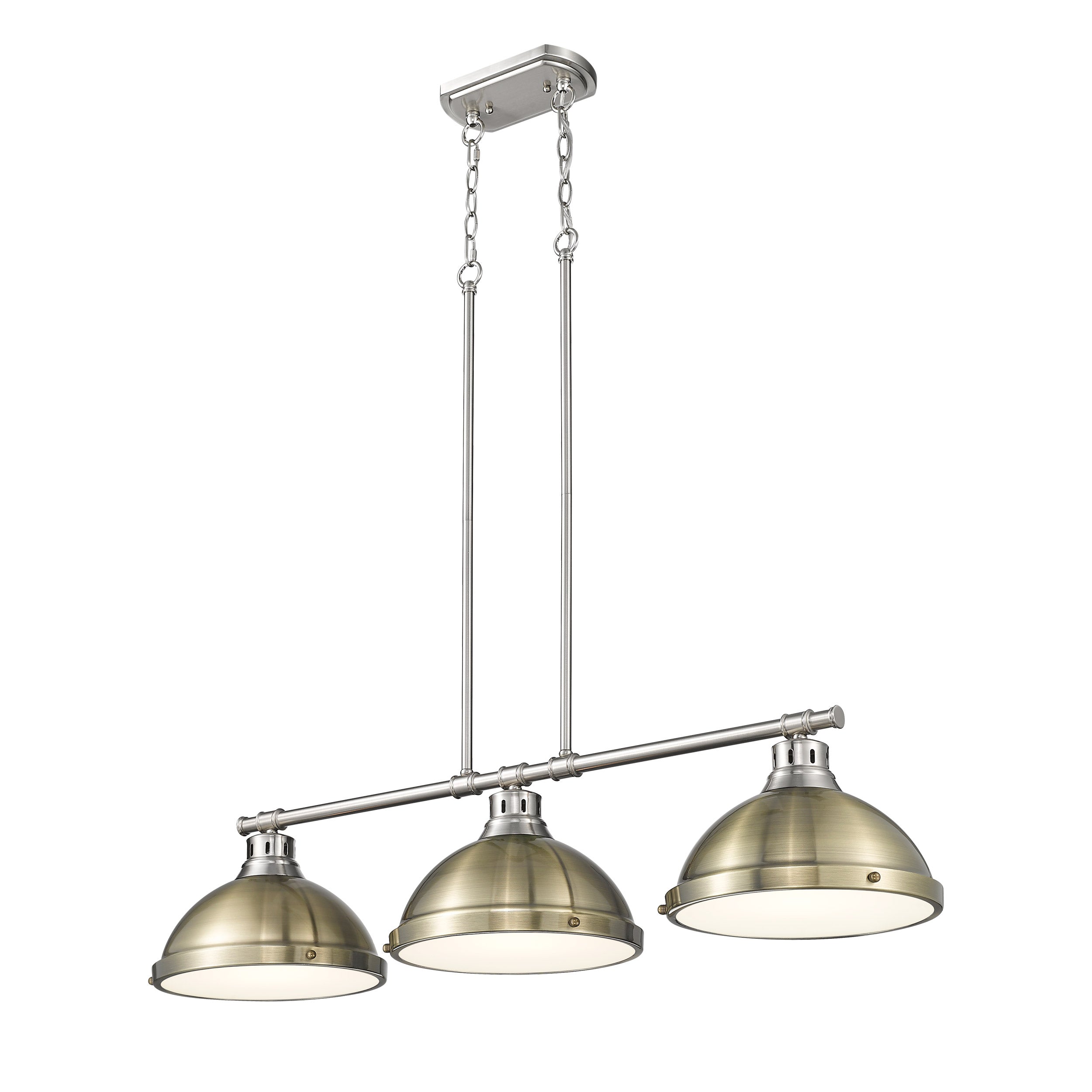 Yep by Golden Lighting Duncan 3-light Island Light in Pewter and Aged Brass shade - - Golden Lighting