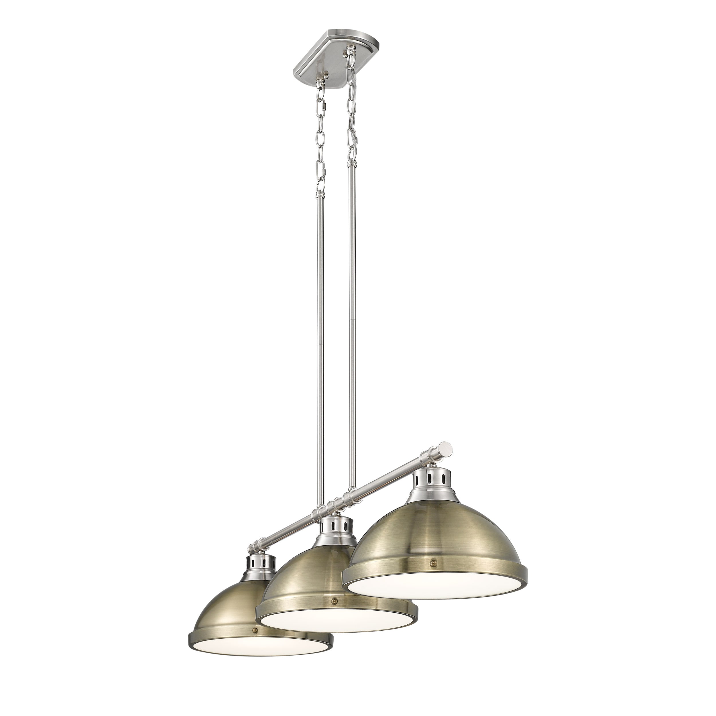 Yep by Golden Lighting Duncan 3-light Island Light in Pewter and Aged Brass shade - - Golden Lighting