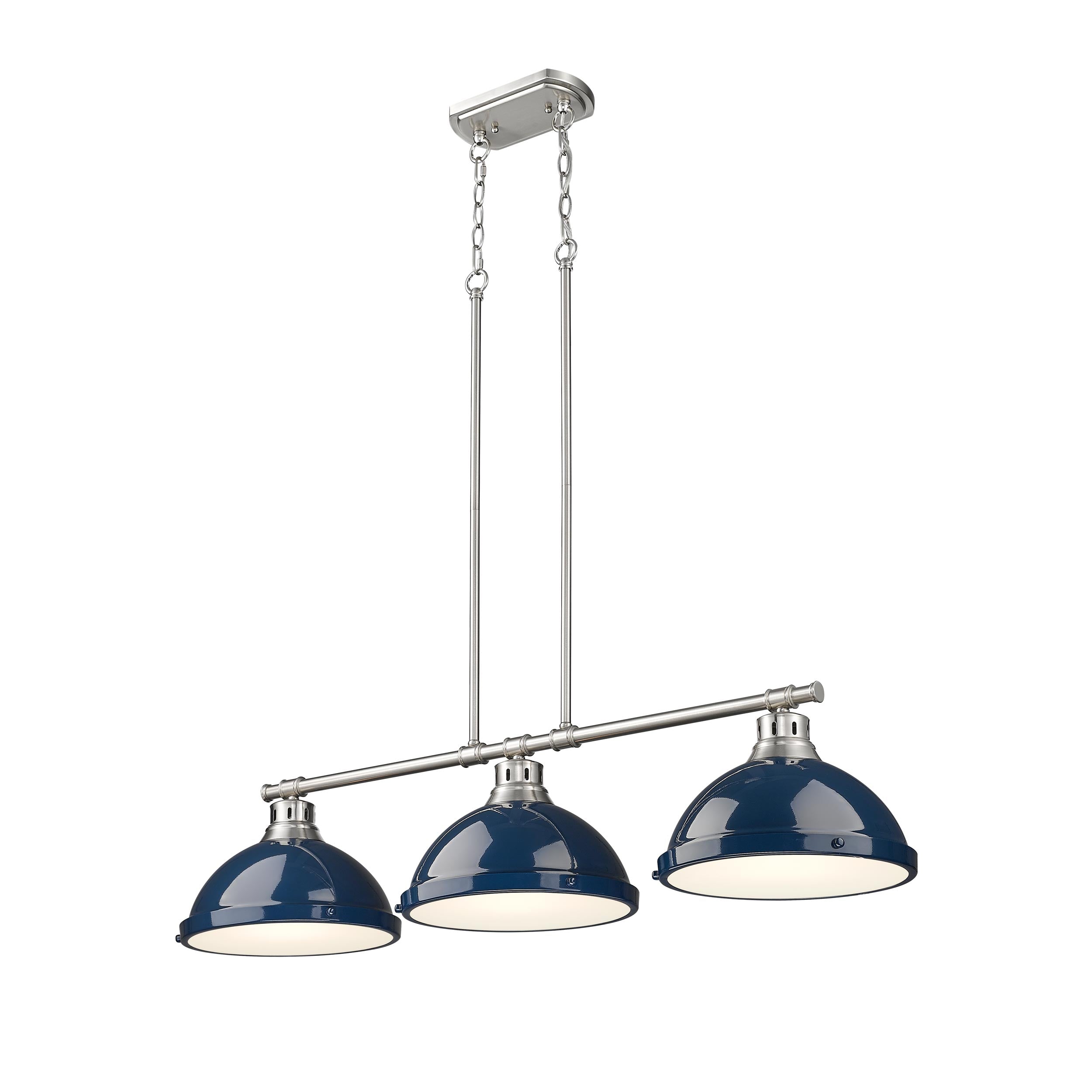 Yep by Golden Lighting Duncan 3-light Island Light in Pewter and Navy Blue shade - - Golden Lighting