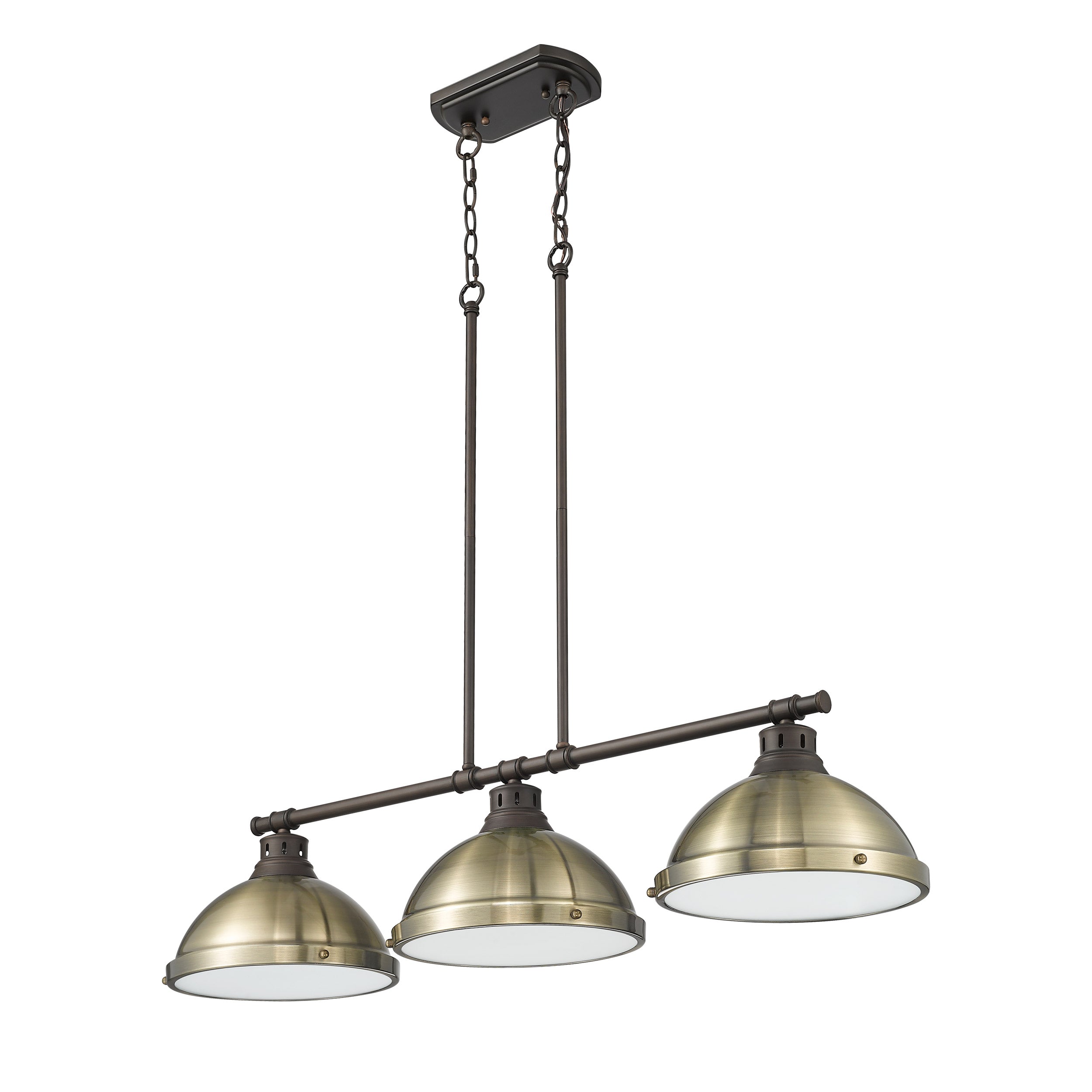 Yep by Golden Lighting Duncan 3-light Island Light in Rubbed Bronze and Aged Brass shade - - Golden Lighting