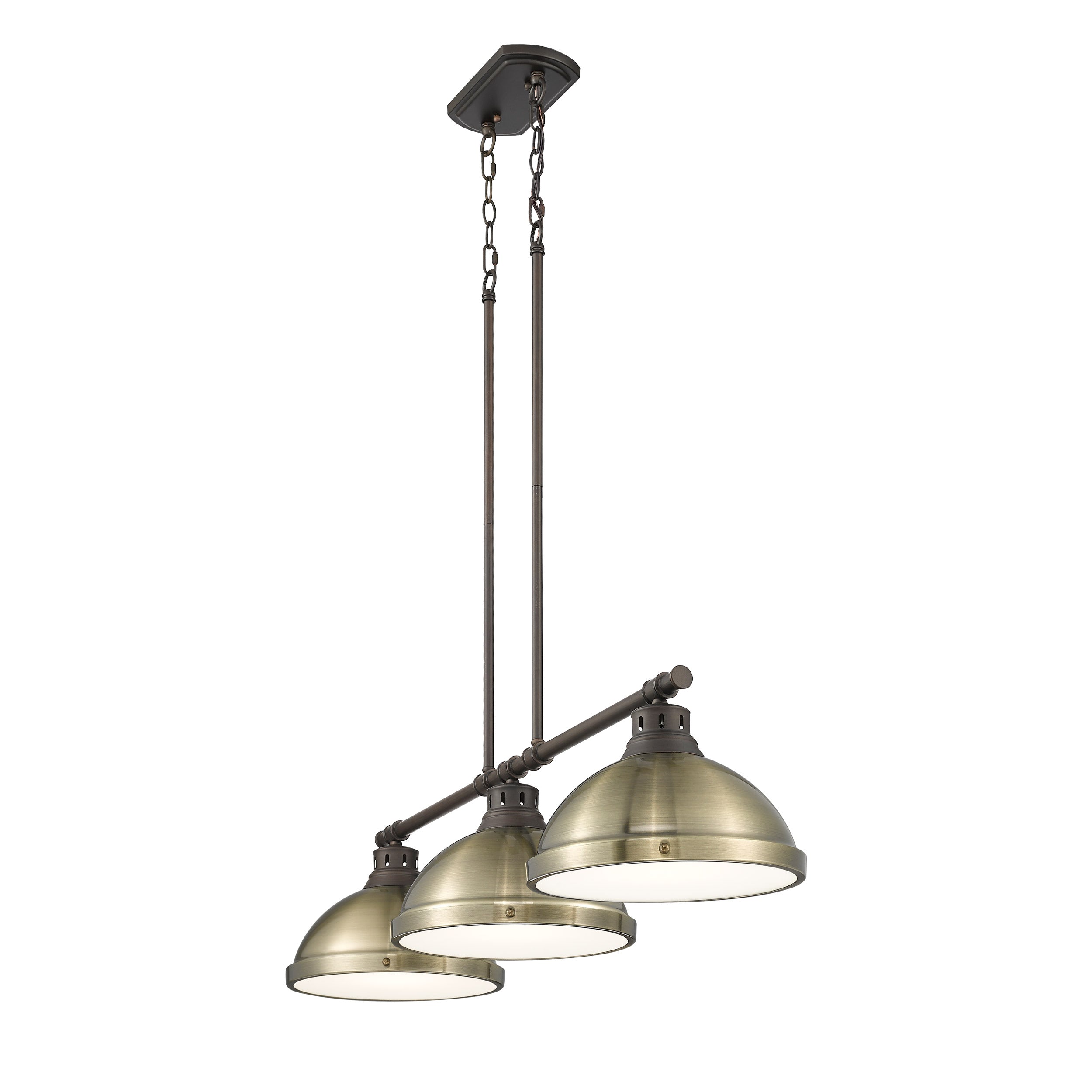 Yep by Golden Lighting Duncan 3-light Island Light in Rubbed Bronze and Aged Brass shade - - Golden Lighting