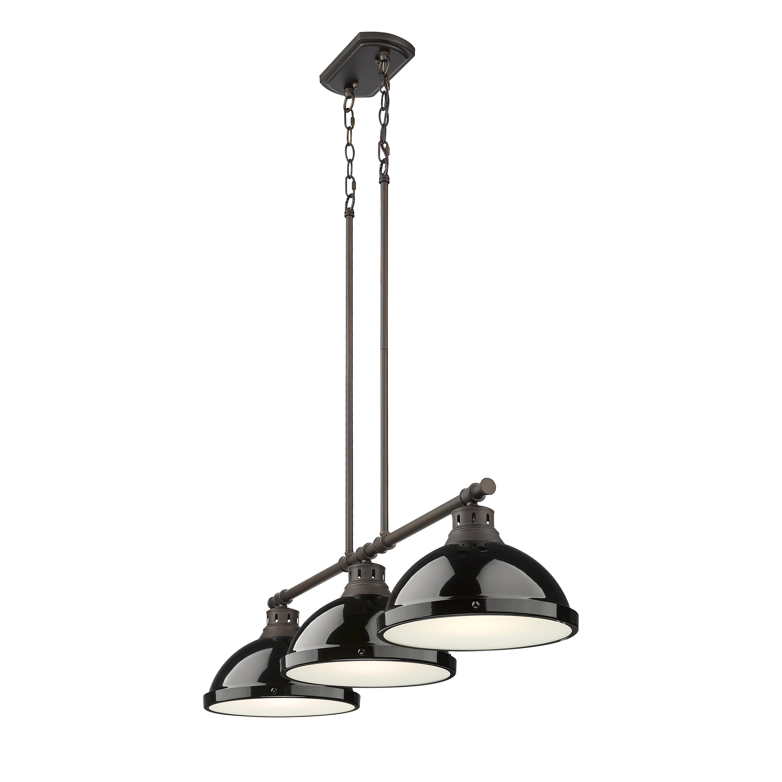 Yep by Golden Lighting Duncan 3-light Island Light in Rubbed Bronze and Black shade - - Golden Lighting