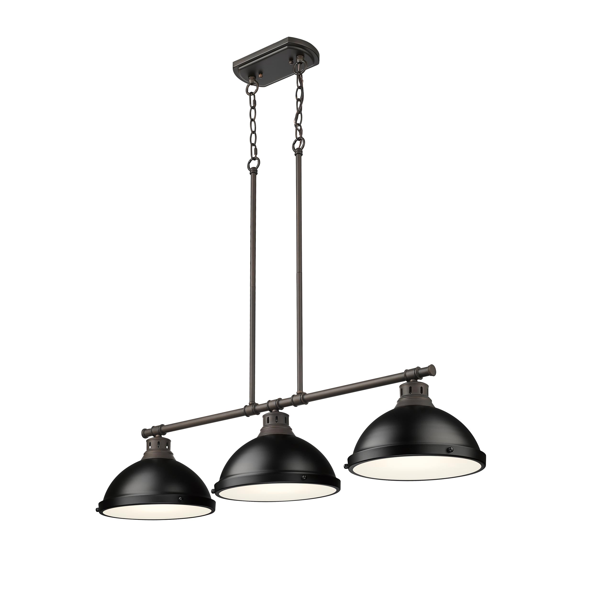 Yep by Golden Lighting Duncan 3-light Island Light in Rubbed Bronze and Matte Black shade - - Golden Lighting