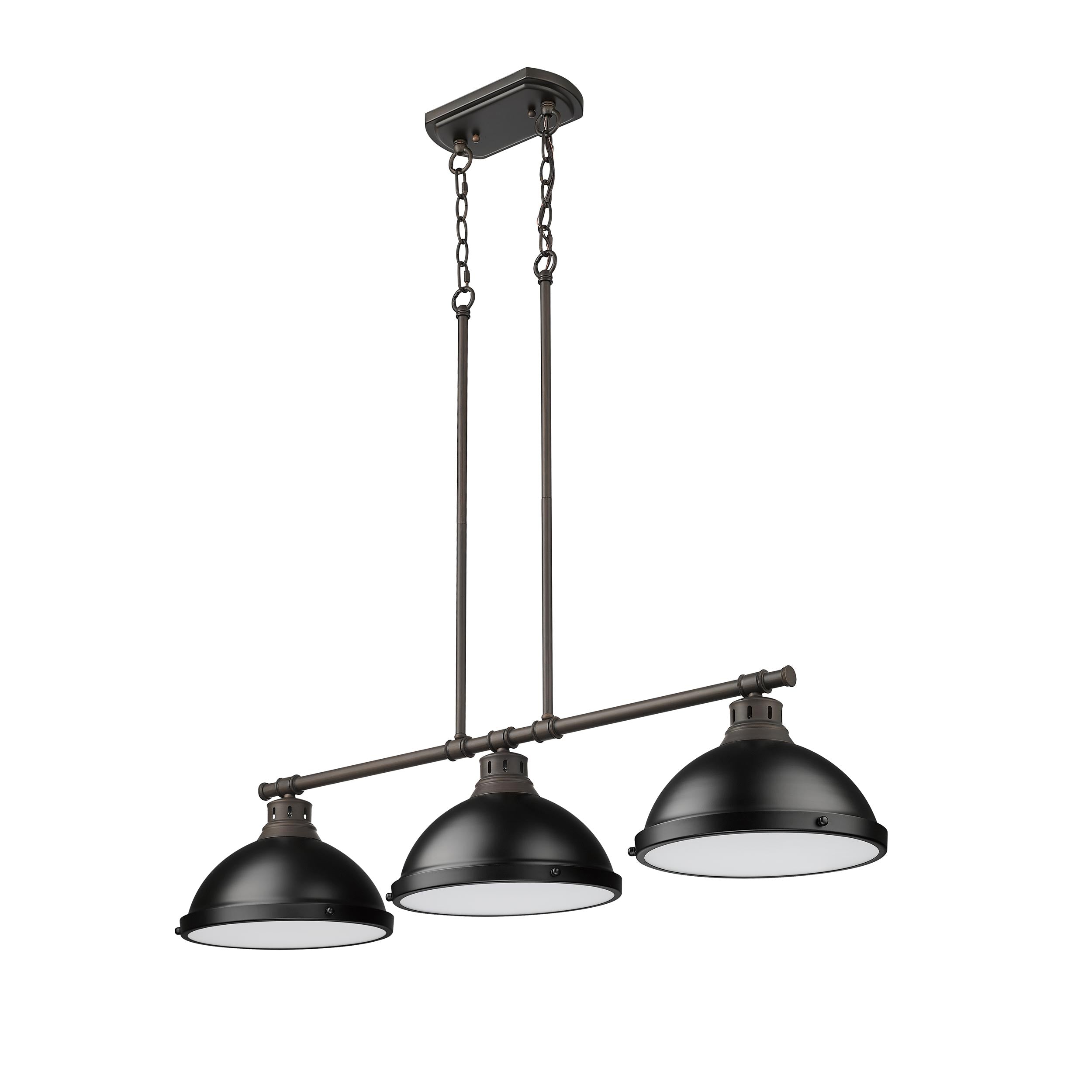 Yep by Golden Lighting Duncan 3-light Island Light in Rubbed Bronze and Matte Black shade - - Golden Lighting
