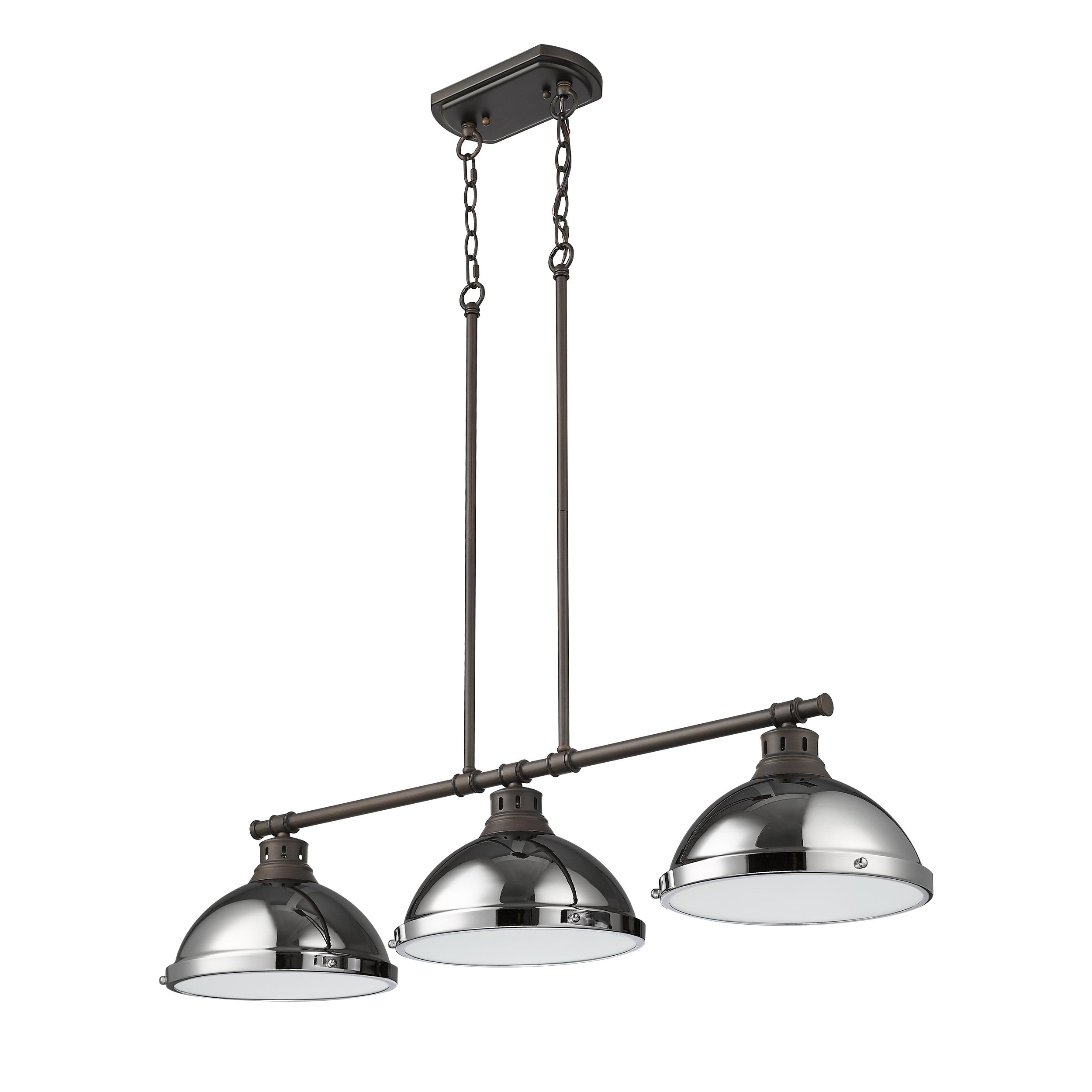 Yep by Golden Lighting Duncan 3-light Island Light in Rubbed Bronze and Chrome shade - - Golden Lighting