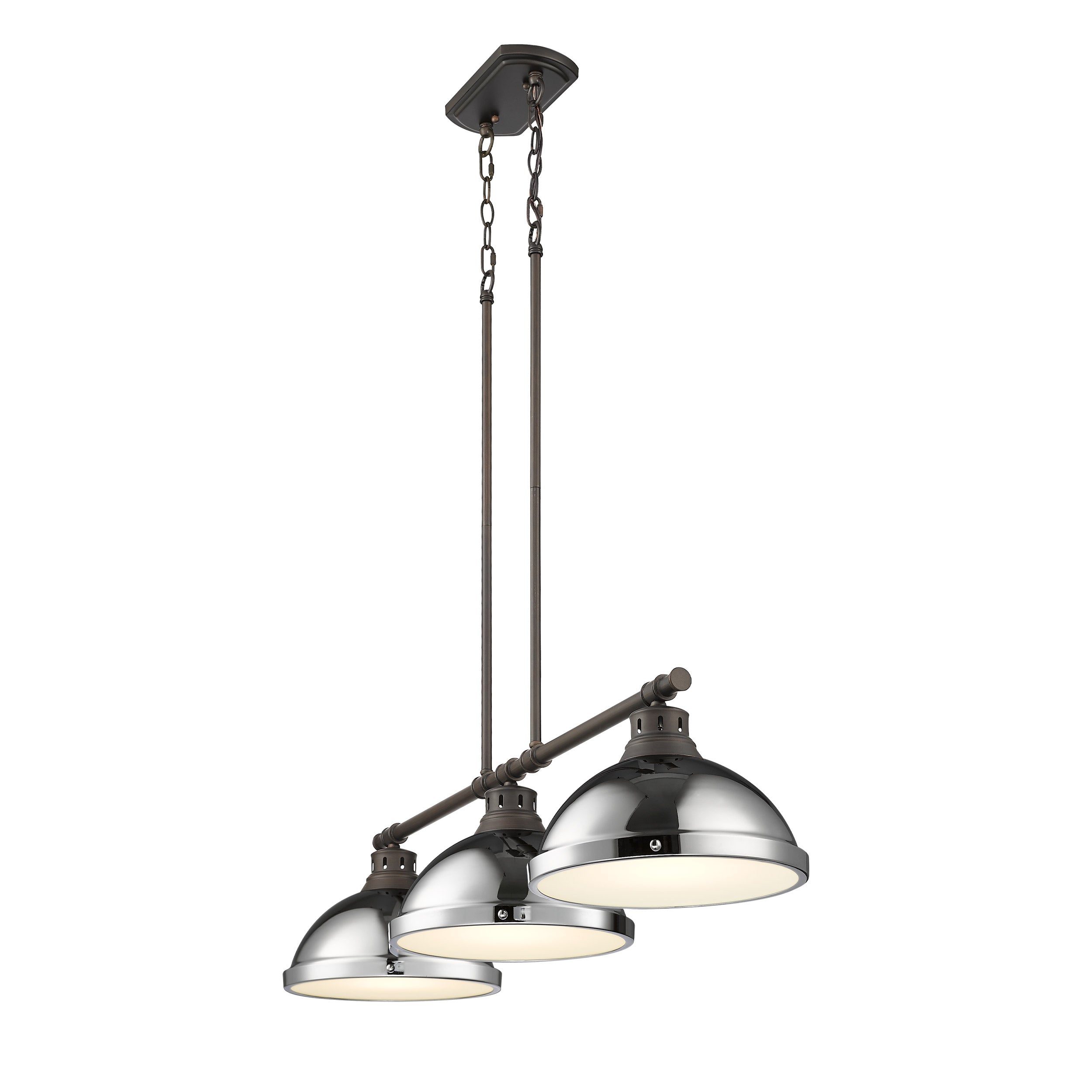 Yep by Golden Lighting Duncan 3-light Island Light in Rubbed Bronze and Chrome shade - - Golden Lighting