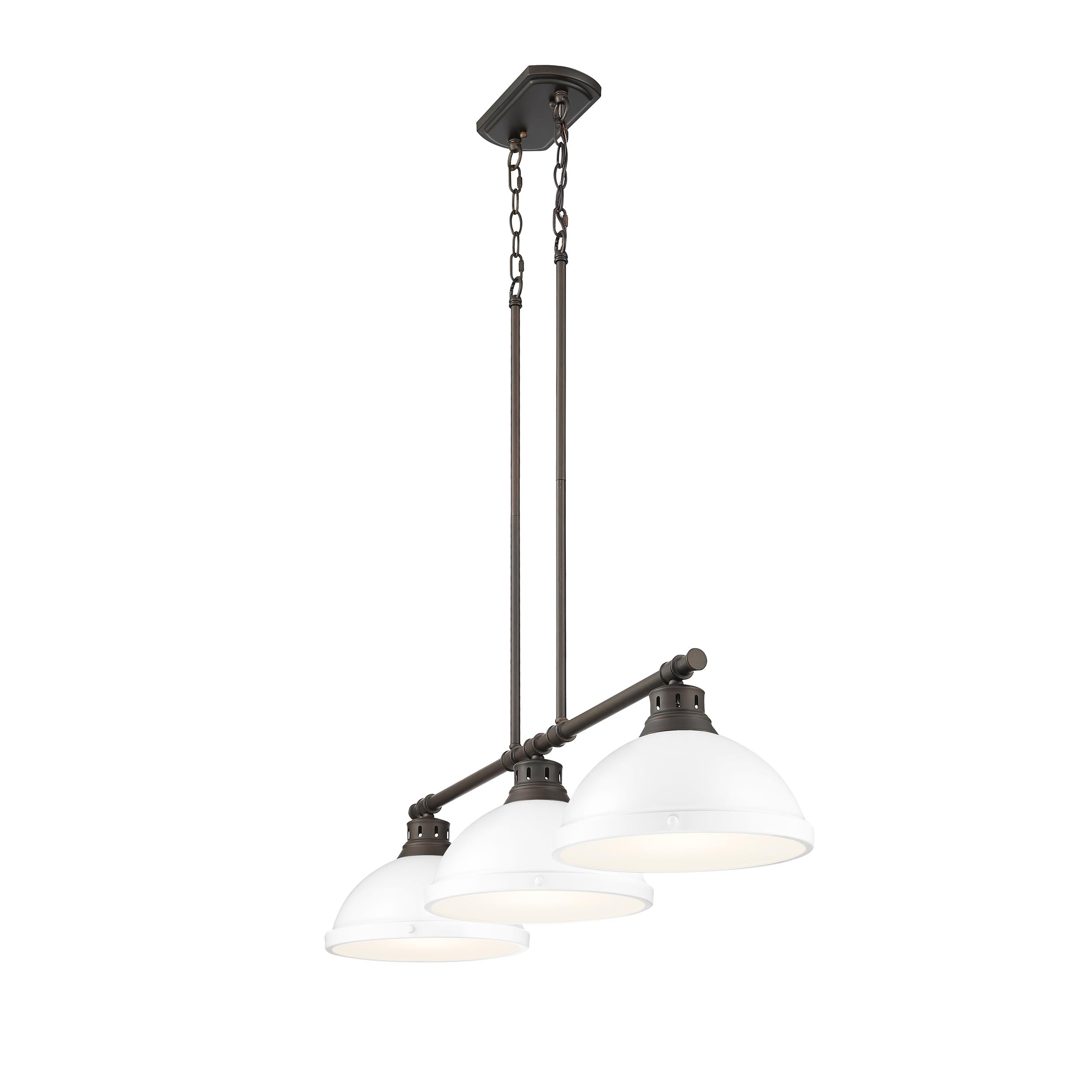 Yep by Golden Lighting Duncan 3-light Island Light in Rubbed Bronze and Matte White shade - - Golden Lighting