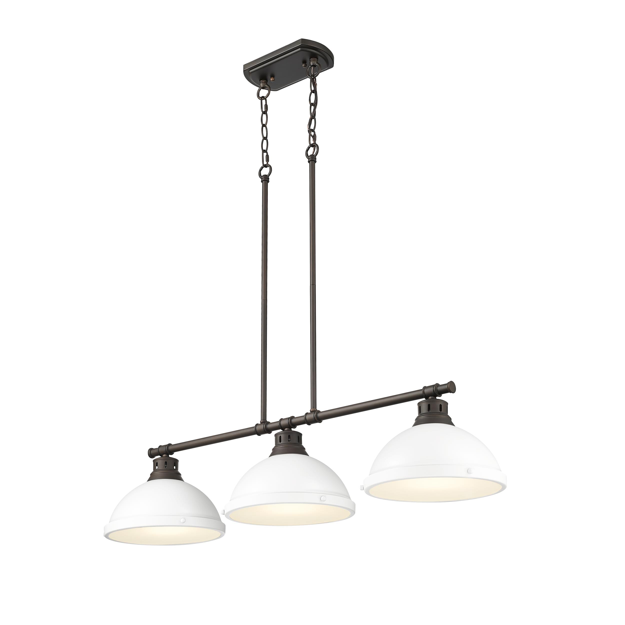 Yep by Golden Lighting Duncan 3-light Island Light in Rubbed Bronze and Matte White shade - - Golden Lighting