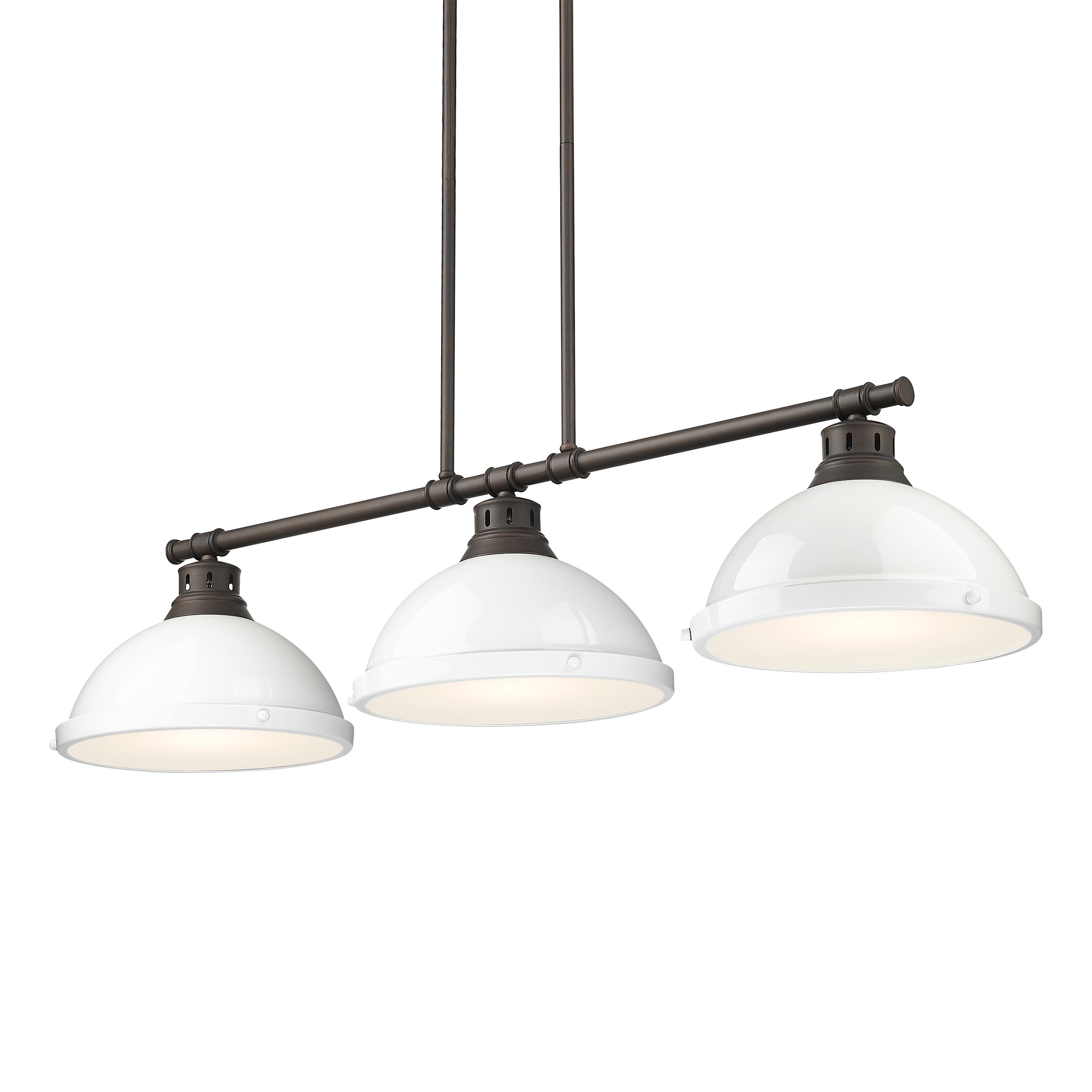 Yep by Golden Lighting Duncan 3-light Island Light in Rubbed Bronze and White shade - - Golden Lighting