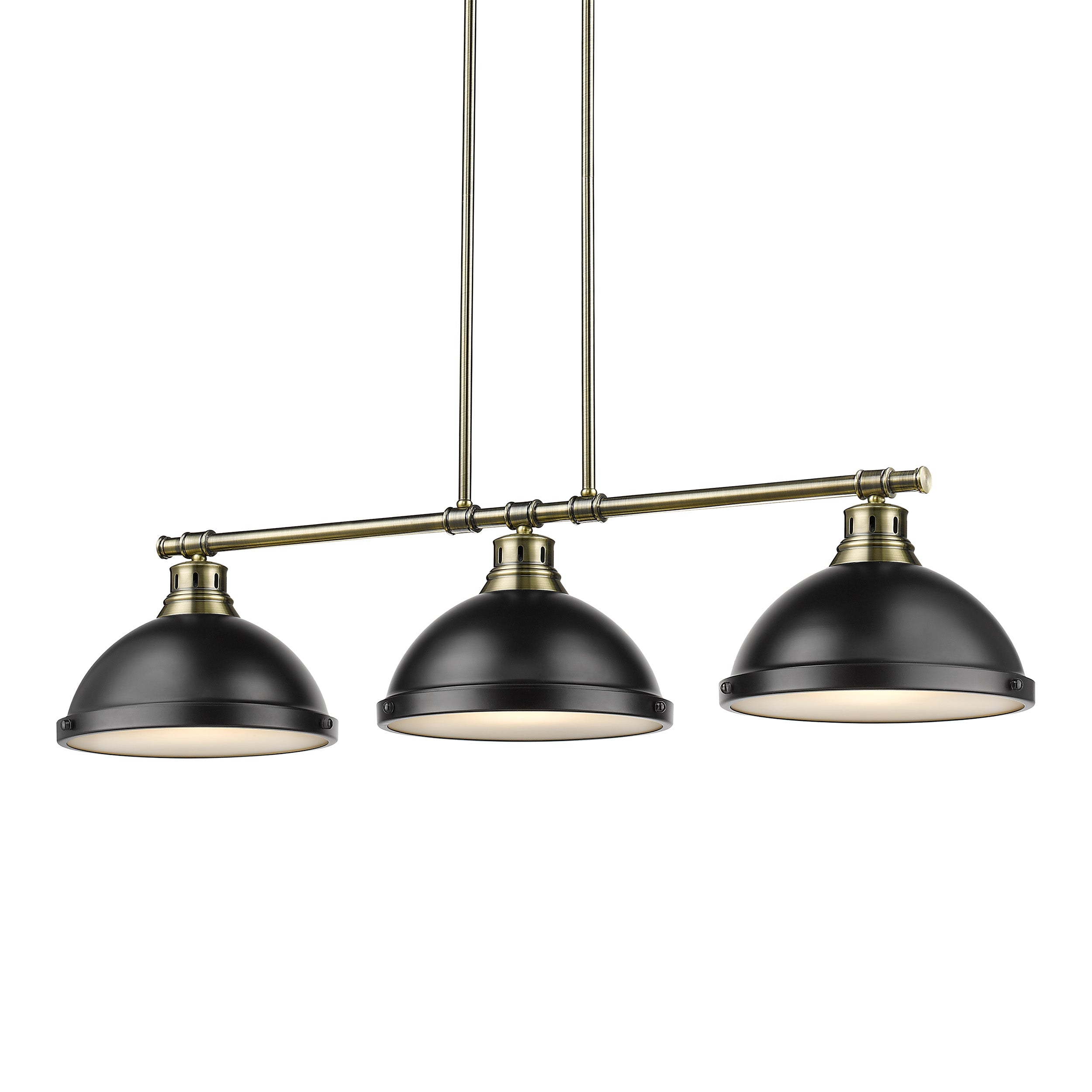 Yep by Golden Lighting Duncan 3-light Island Light in Aged Brass and Matte Black shade - - Golden Lighting