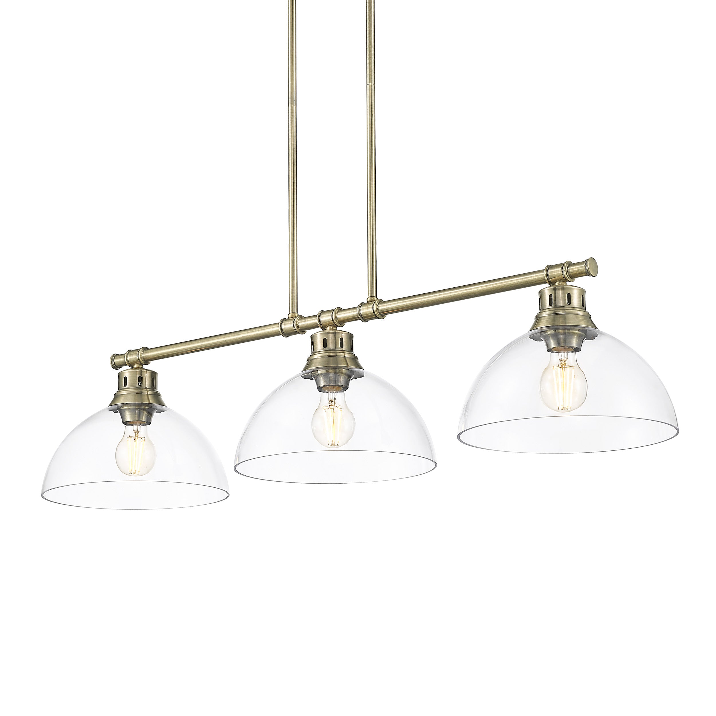 Yep by Golden Lighting Duncan 3-light Island Light in Aged Brass and Clear Glass - - Golden Lighting
