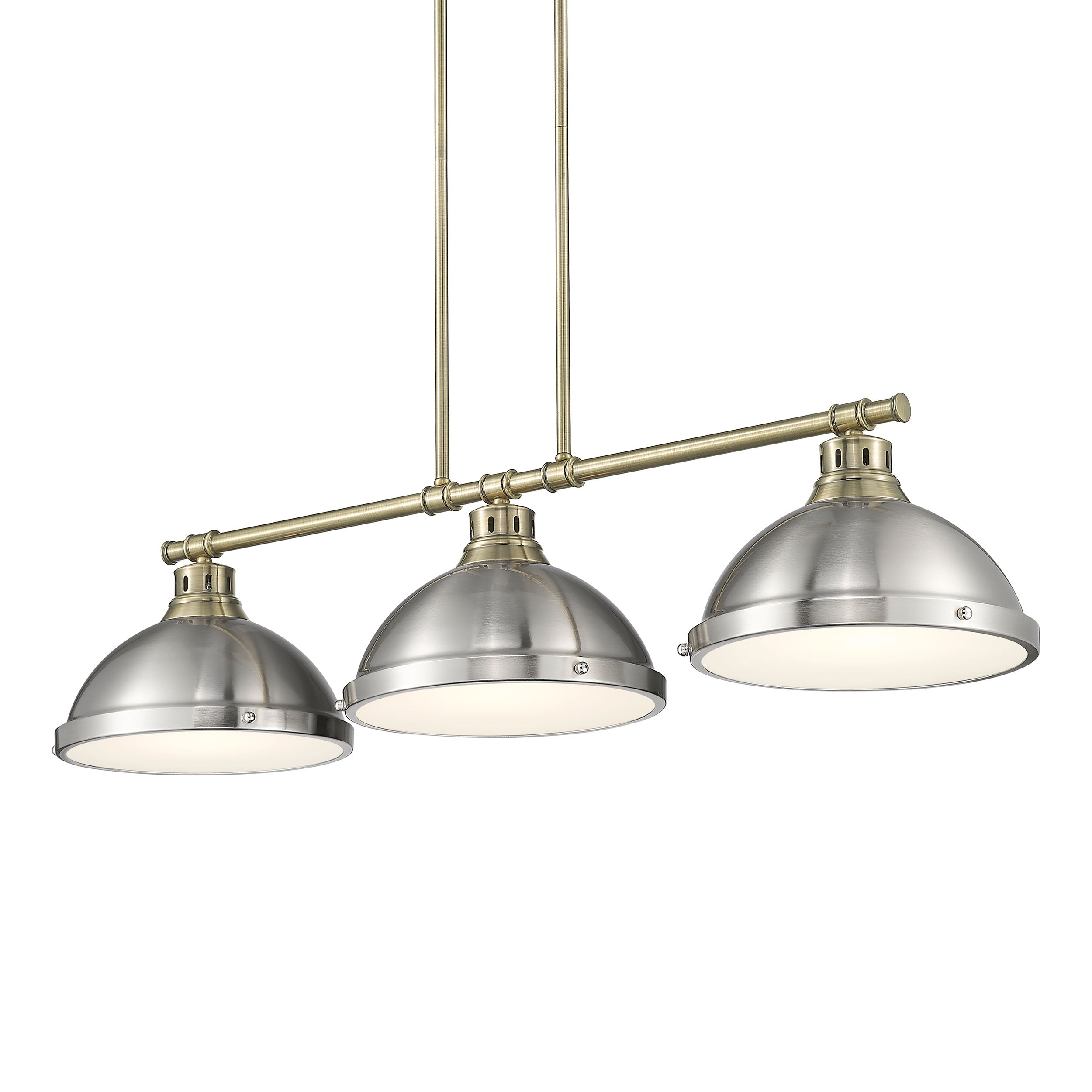 Yep by Golden Lighting Duncan 3-light Island Light in Aged Brass and Pewter shade - - Golden Lighting
