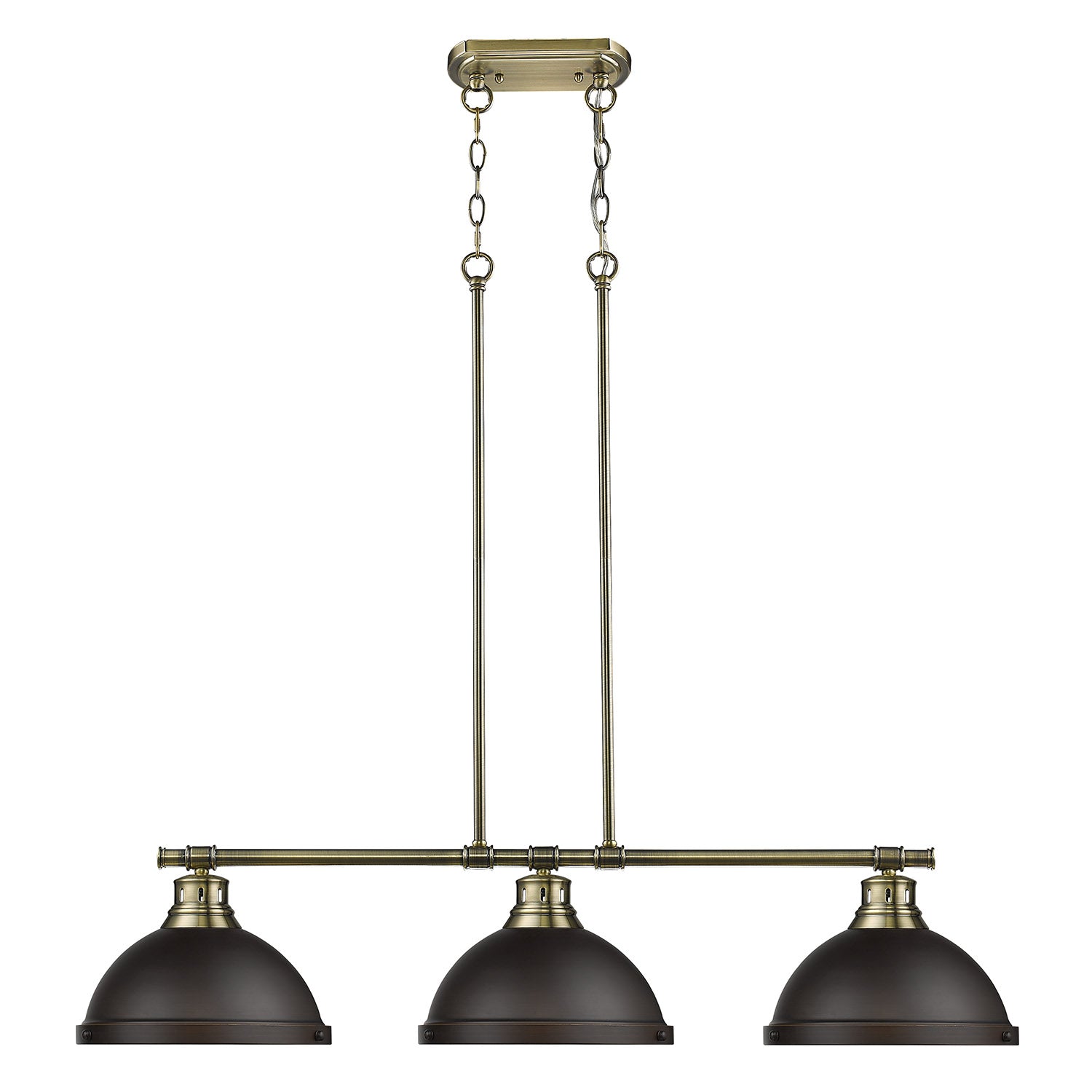 Duncan 1-Light Pendant with Chain in Rubbed Bronze with Black - - Golden Lighting
