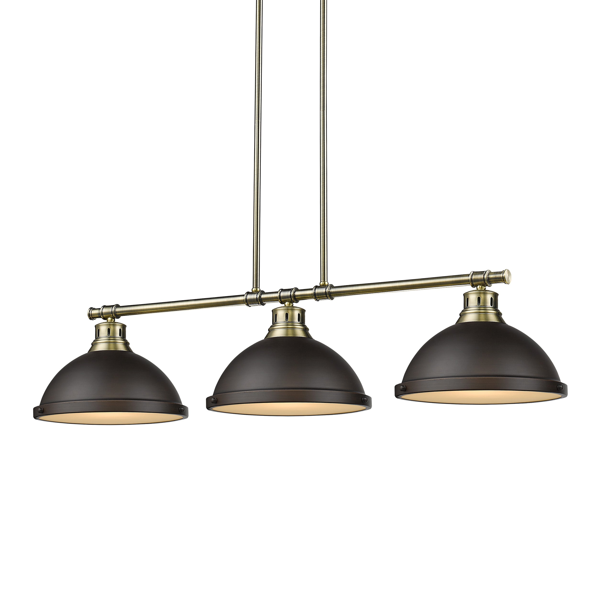 Yep by Golden Lighting Duncan 3-light Island Light in Aged Brass and Rubbed Bronze shade - - Golden Lighting