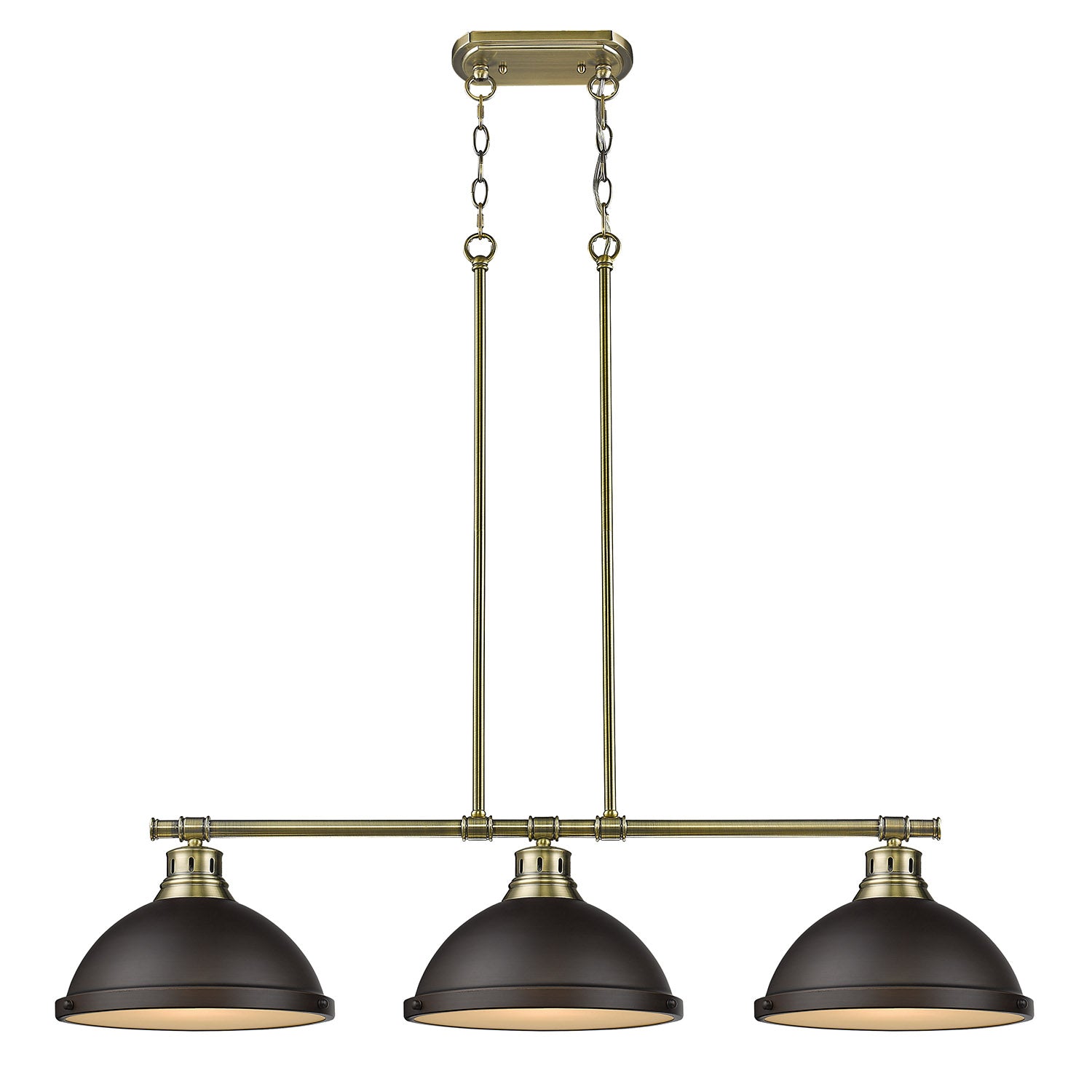 Duncan 1-Light Pendant with Chain in Rubbed Bronze with Black - Default Title - Golden Lighting