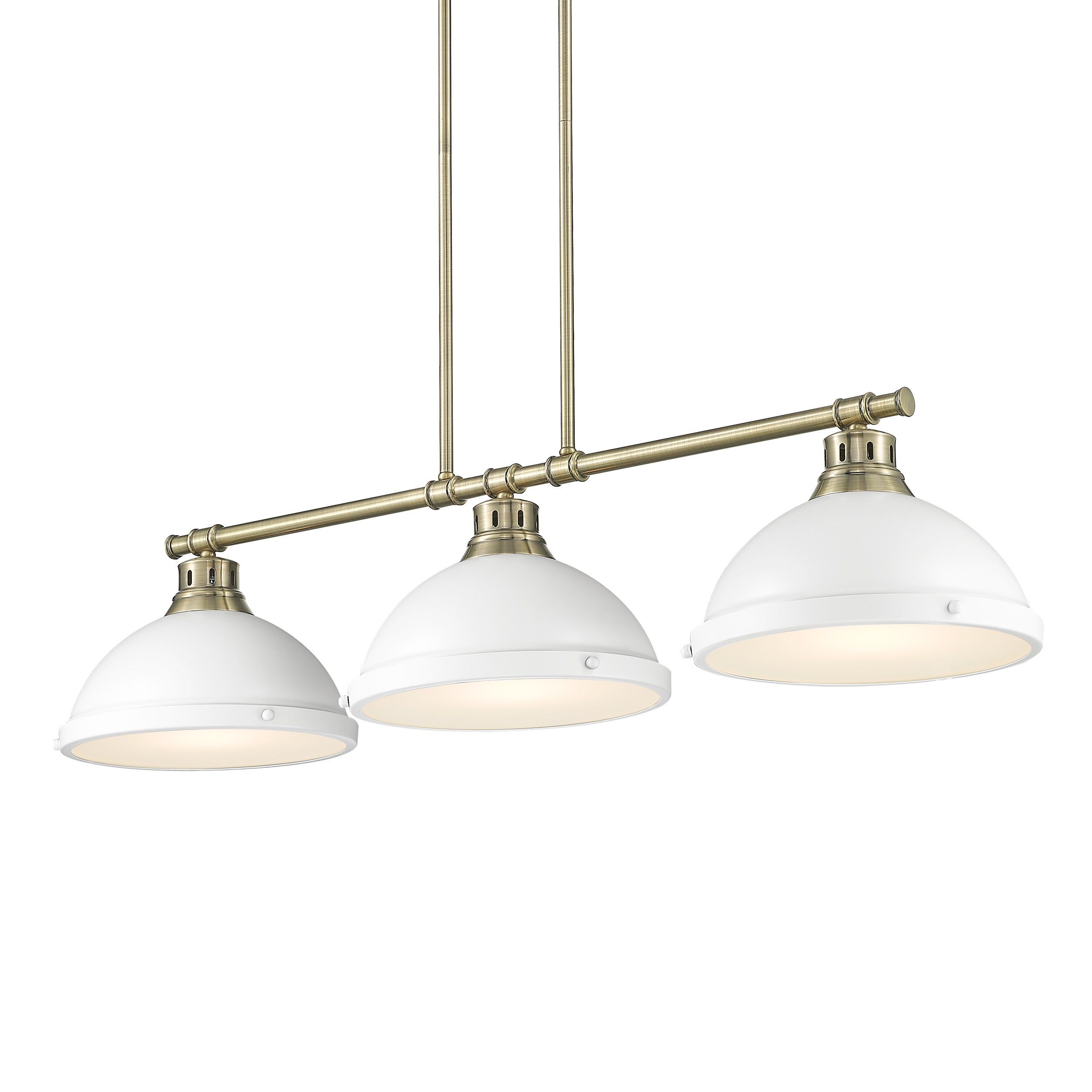 Yep by Golden Lighting Duncan 3-light Island Light in Aged Brass and Matte White shade - - Golden Lighting