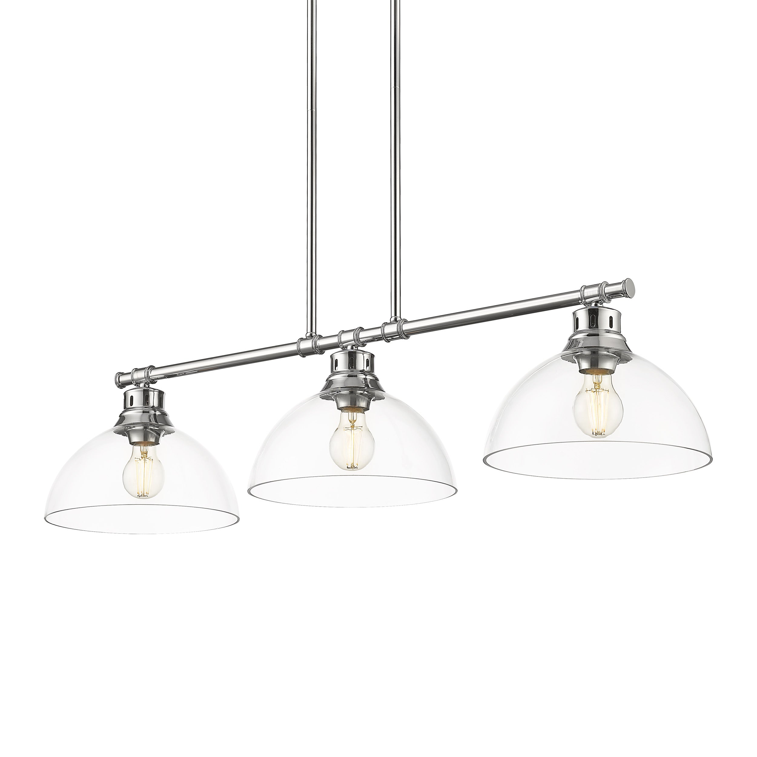 Yep by Golden Lighting Duncan 3-light Island Light in Chrome and Clear Glass - - Golden Lighting
