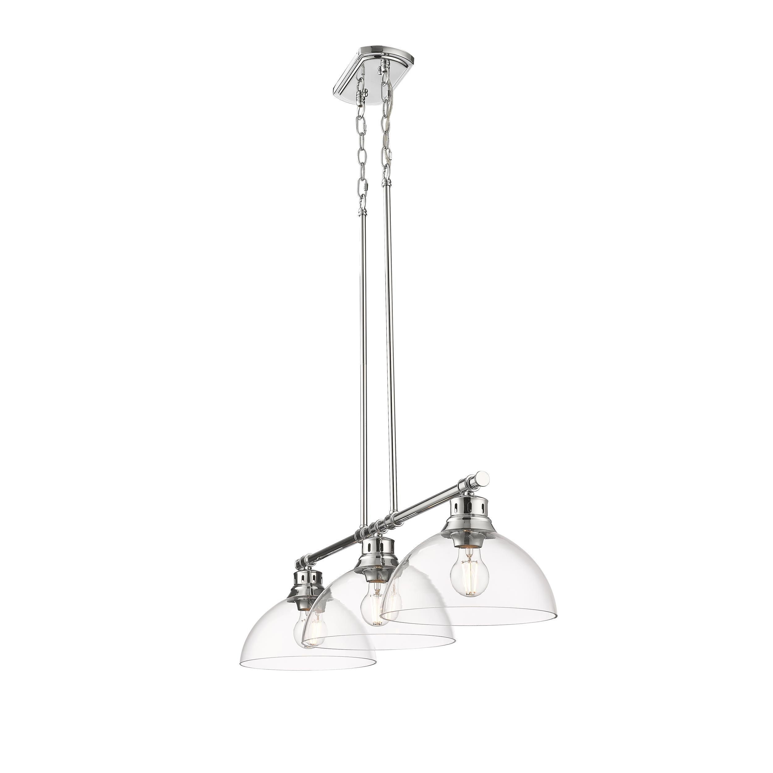 Duncan 3-Light Linear Pendant in Chrome with Clear Glass - Default Title - Golden Lighting