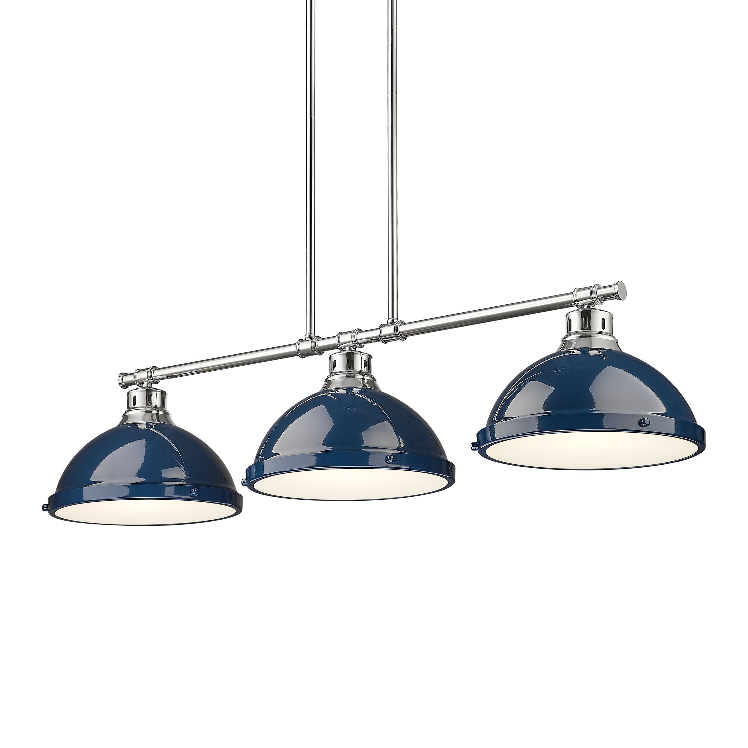 Yep by Golden Lighting Duncan 3-light Island Light in Chrome and Navy Blue shade - - Golden Lighting