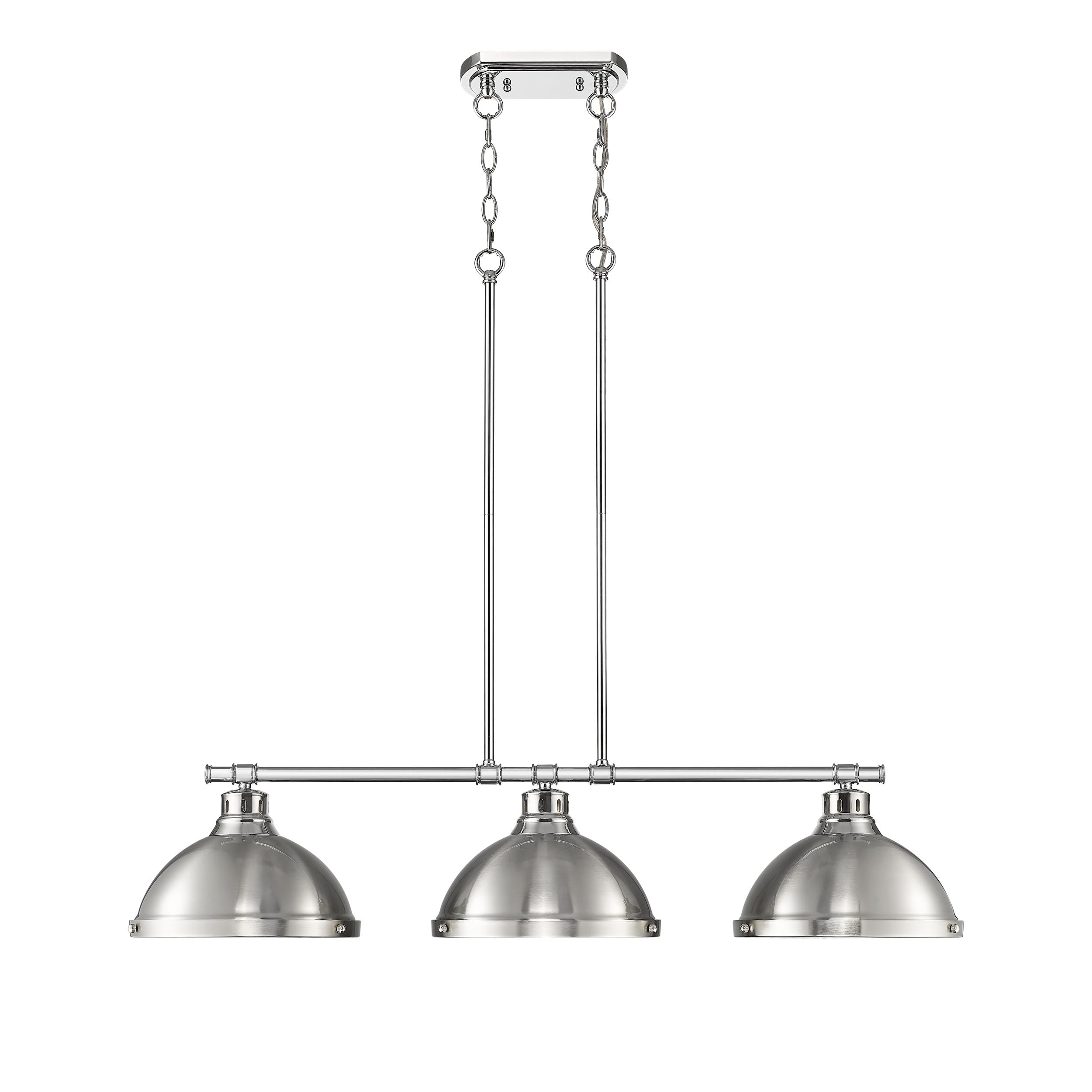 Duncan Small Pendant with Rod in Aged Brass with Matte White - - Golden Lighting
