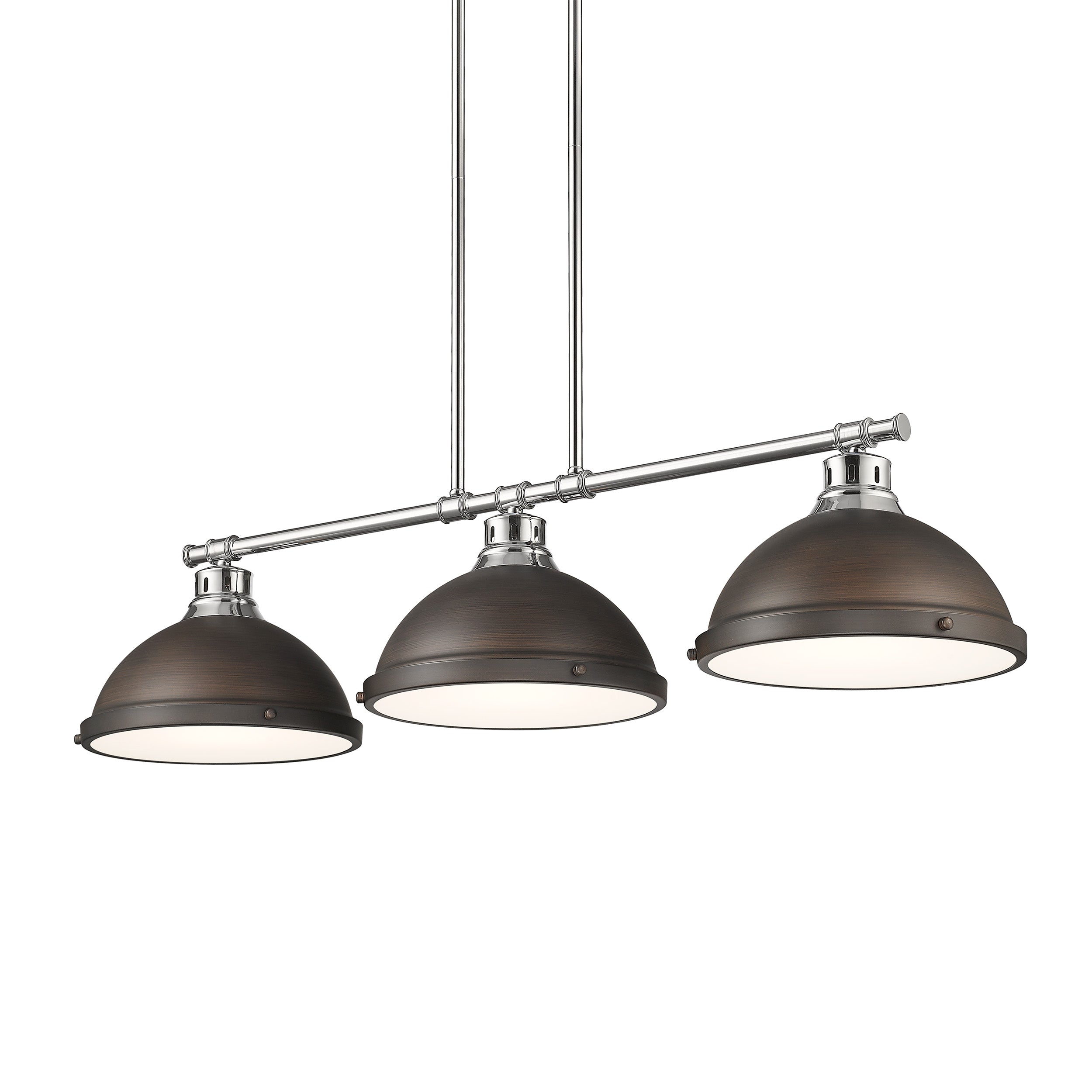 Yep by Golden Lighting Duncan 3-light Island Light in Chrome and Rubbed Bronze shade - - Golden Lighting
